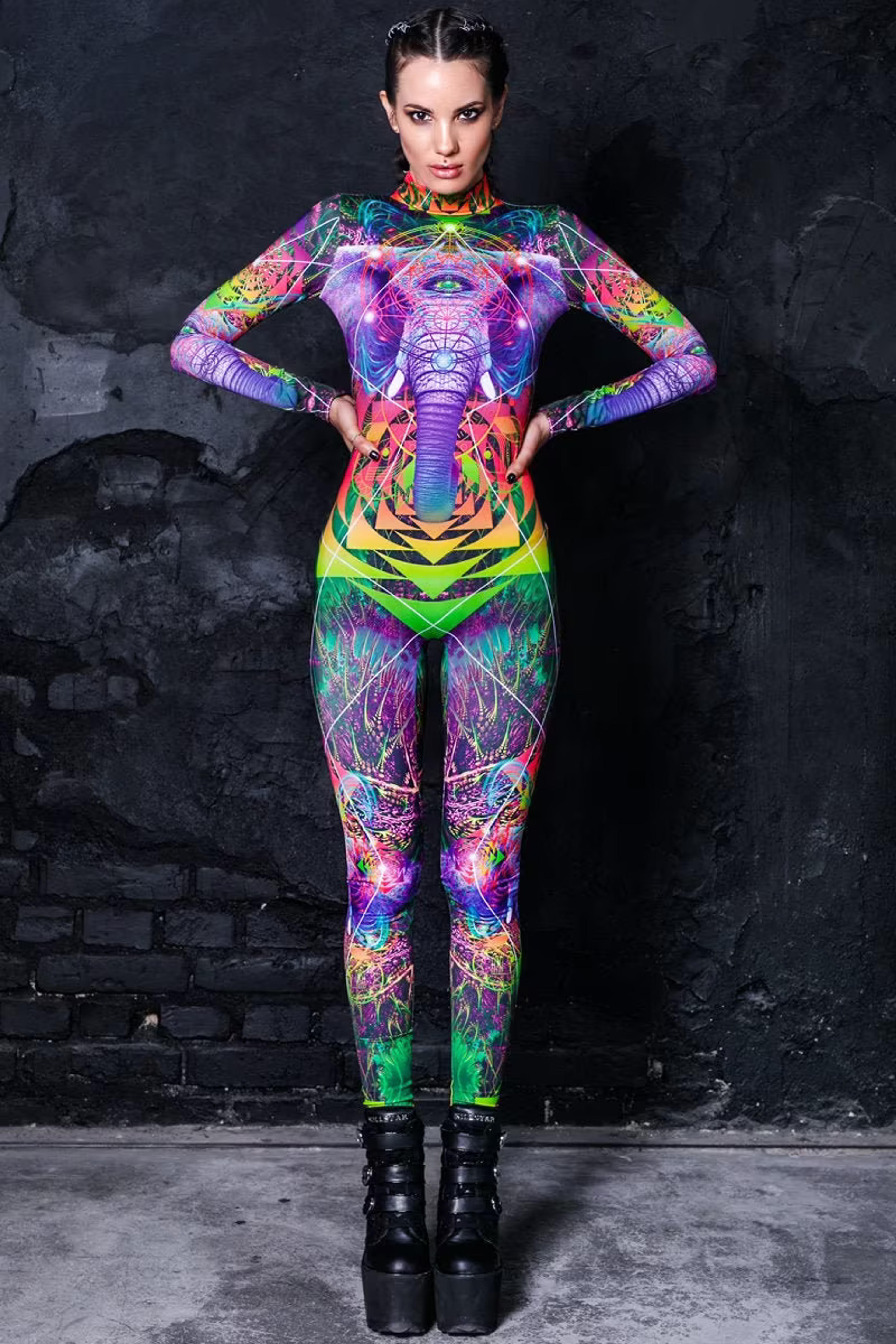 Glow in the Dark Festival Catsuit Rave Costume Spandex - Etsy