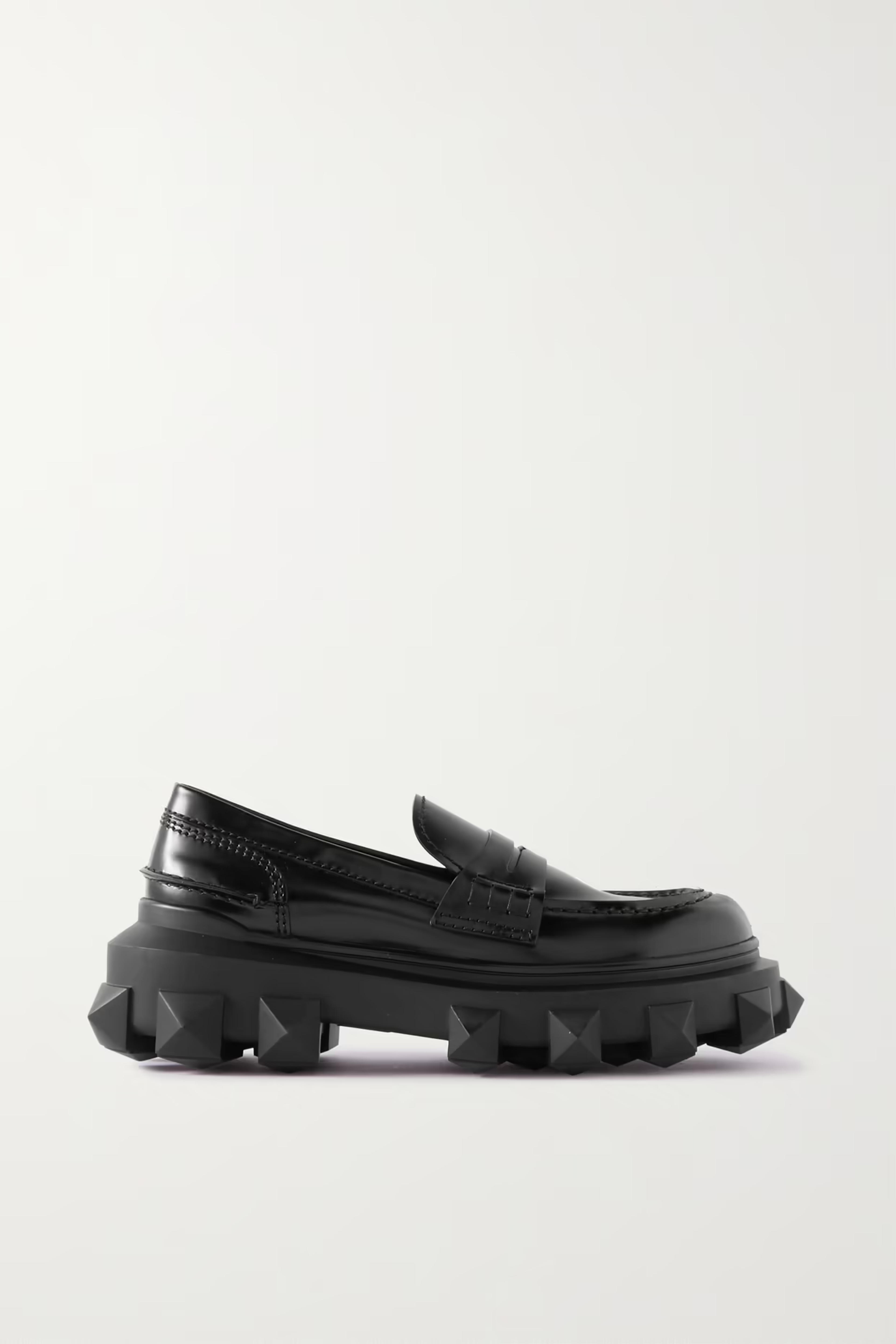 VALENTINO - Valentino Garavani Trackstud 35 patent-leather loafers