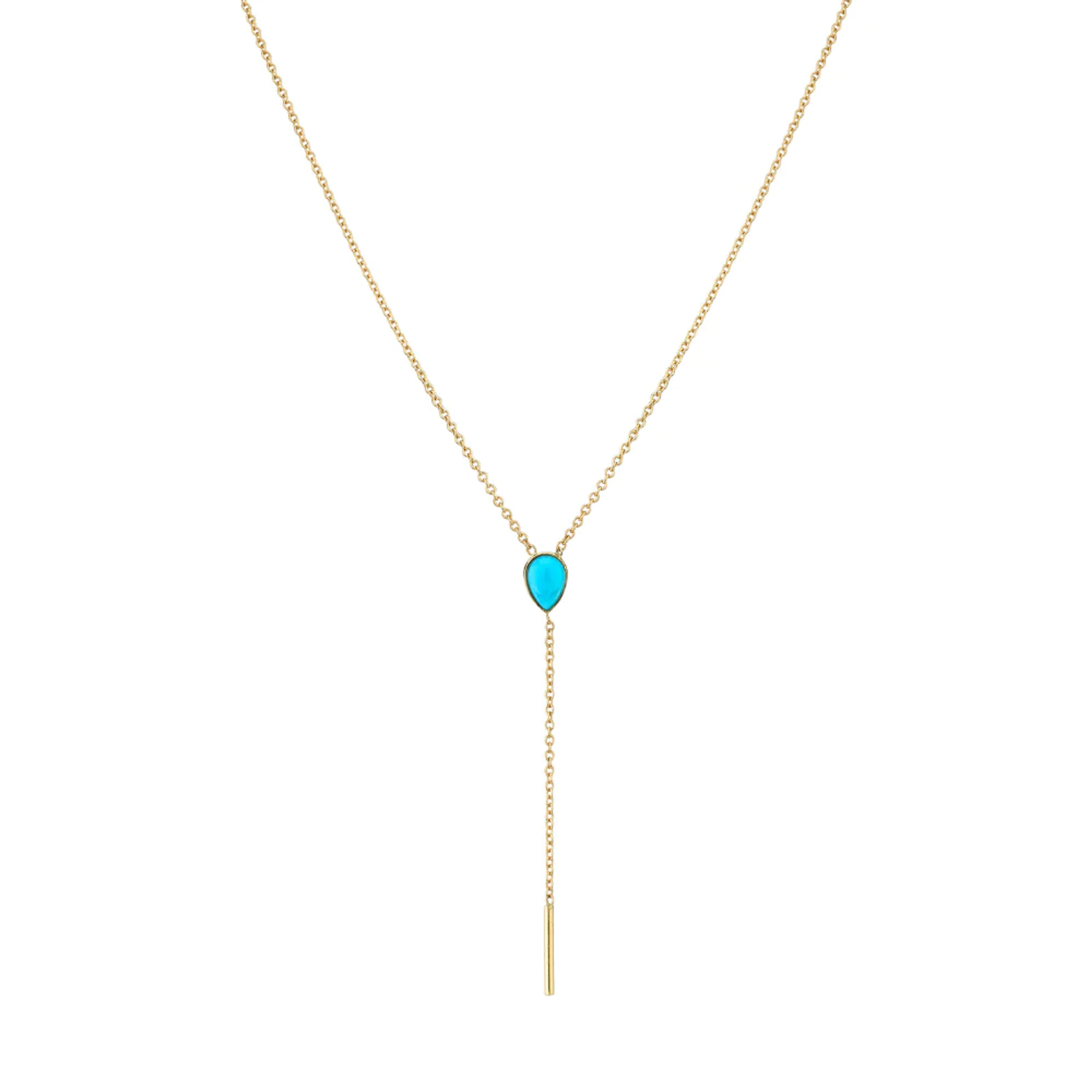 Stillwater Lariat |Turquoise and Gold Minimalist Necklace