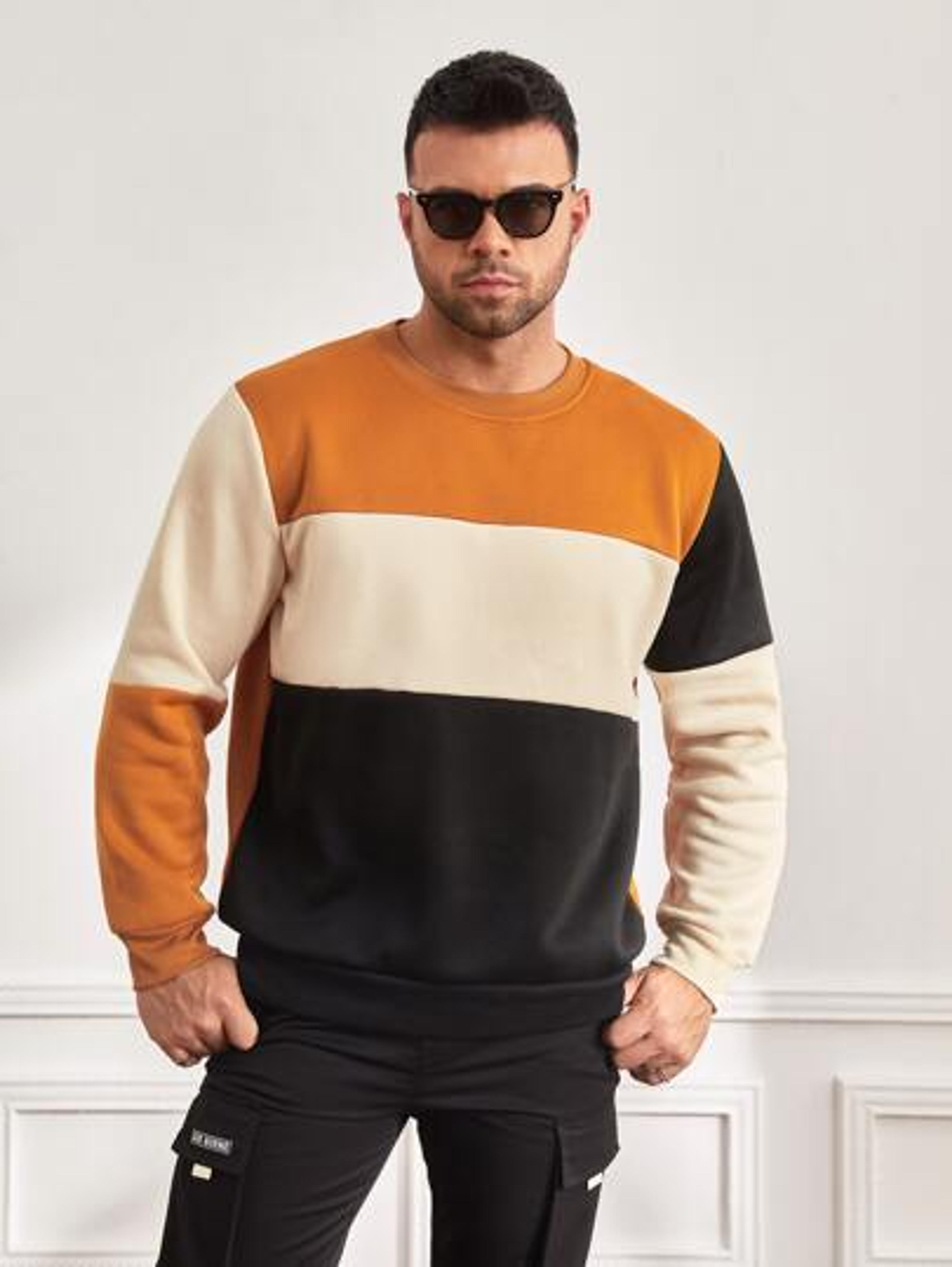 Extended Sizes Men Cut And Sew Sweatshirt | SHEIN USA