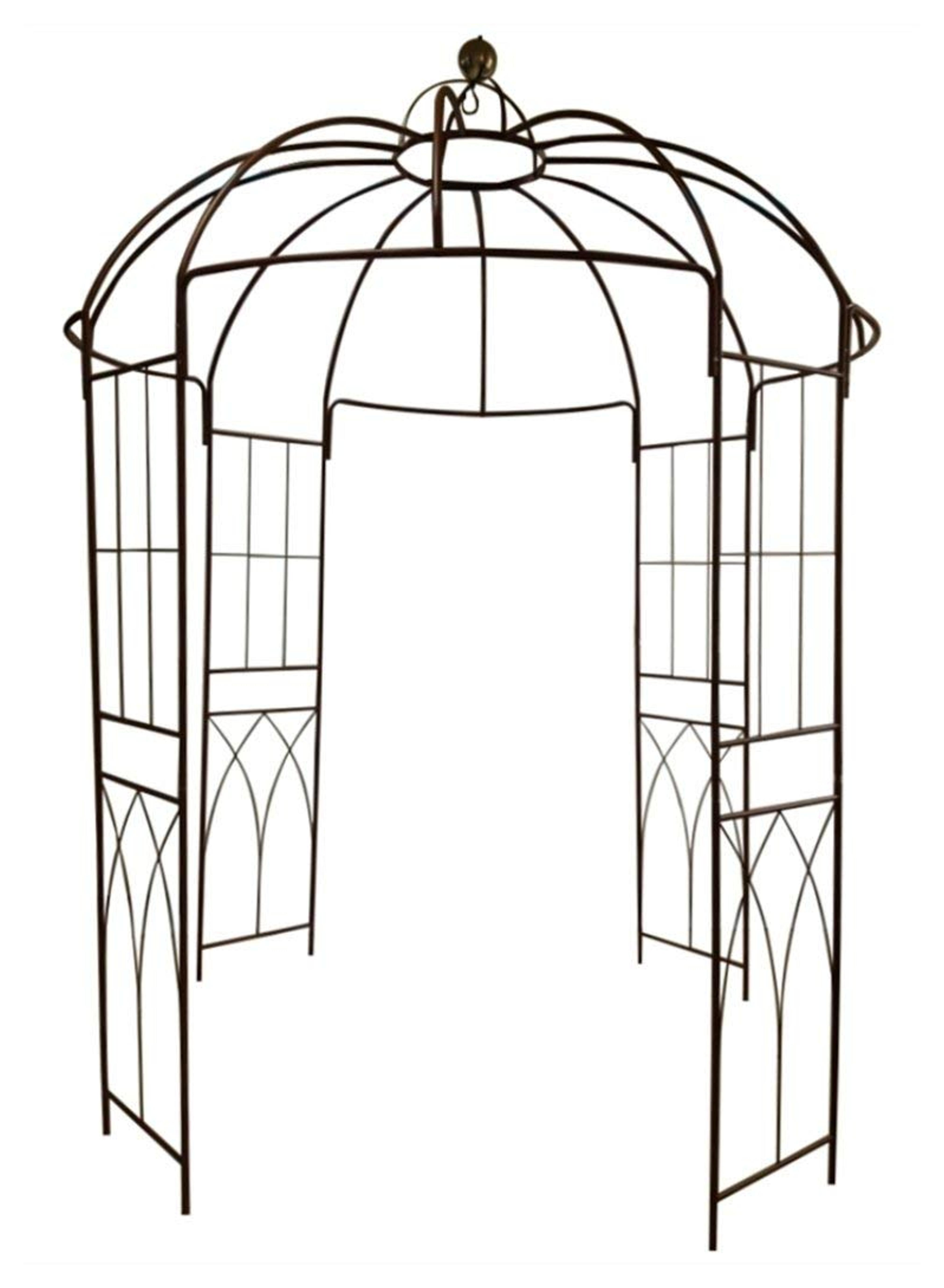 OUTOUR French Style Birdcage Shape Heavy Duty Gazebo,9'Highx 6‘6"Wide,Pergola Pavilion Arch Arbor Arbour Plants Stand Rack for Wedding Outdoor Garden Lawn Backyard Patio,Climbing Vines,Roses,Dark Rust