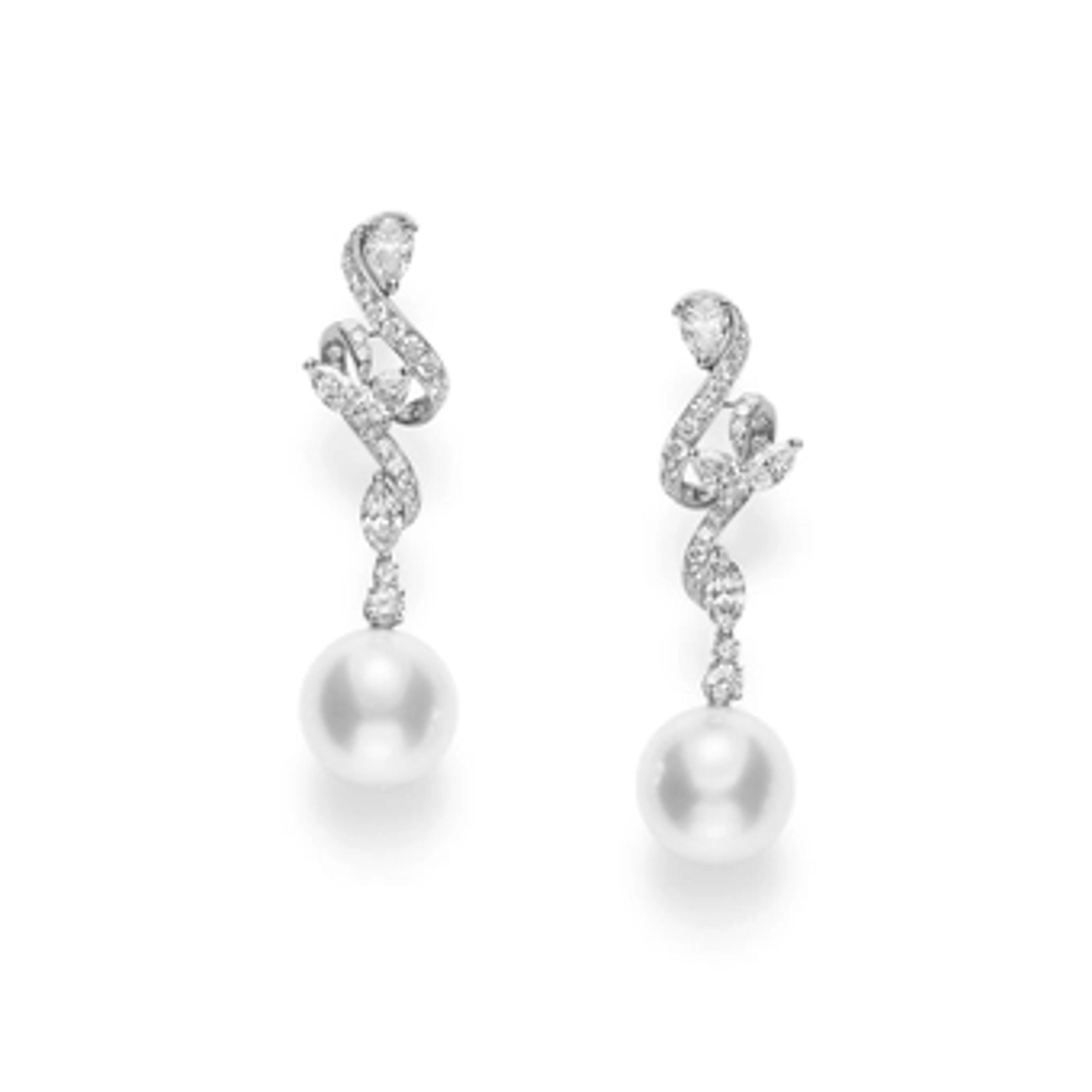 Classic White South Sea Cultured Pearl and Diamond Earrings