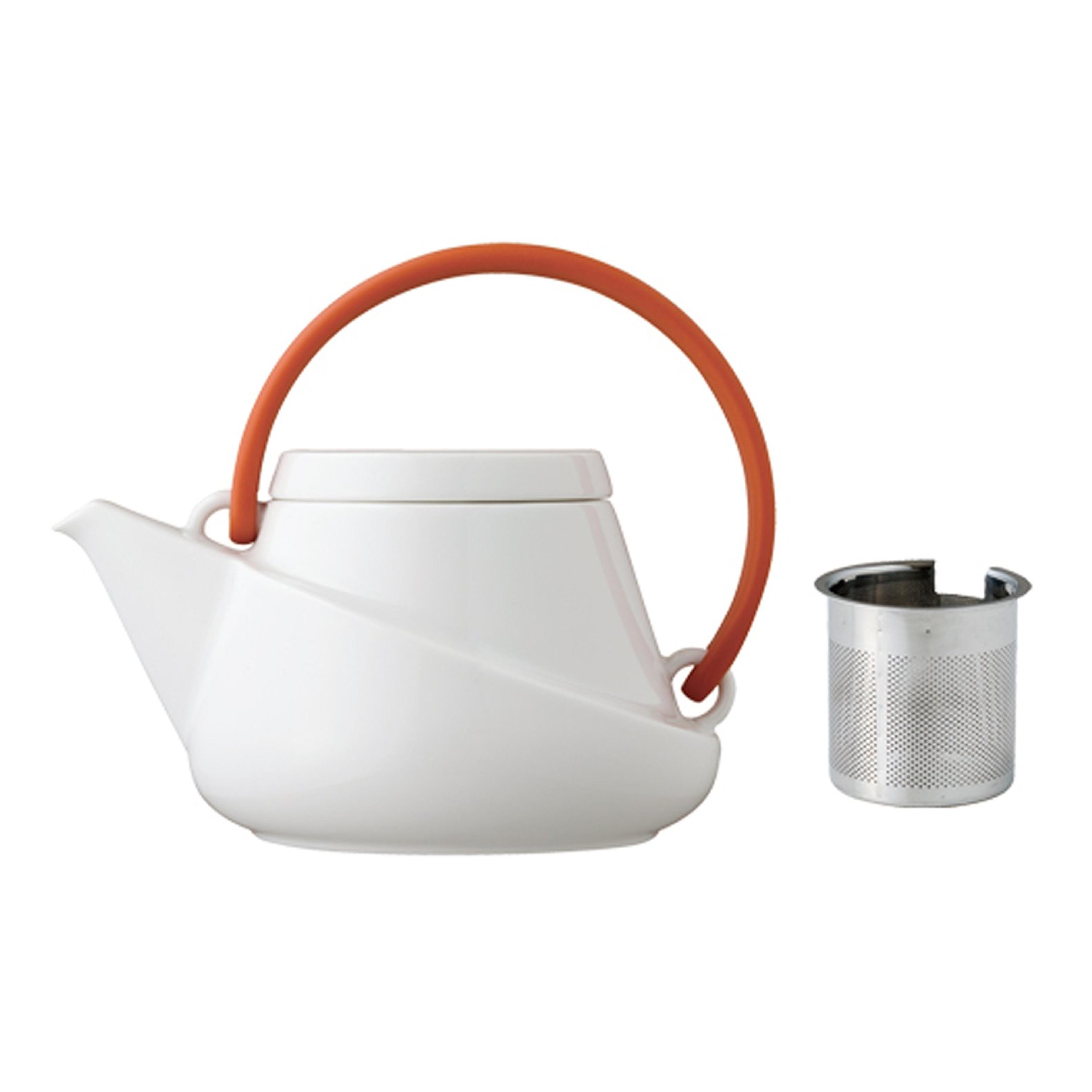 Kinto Ridge Teapot 450ml, Orange with Strainer