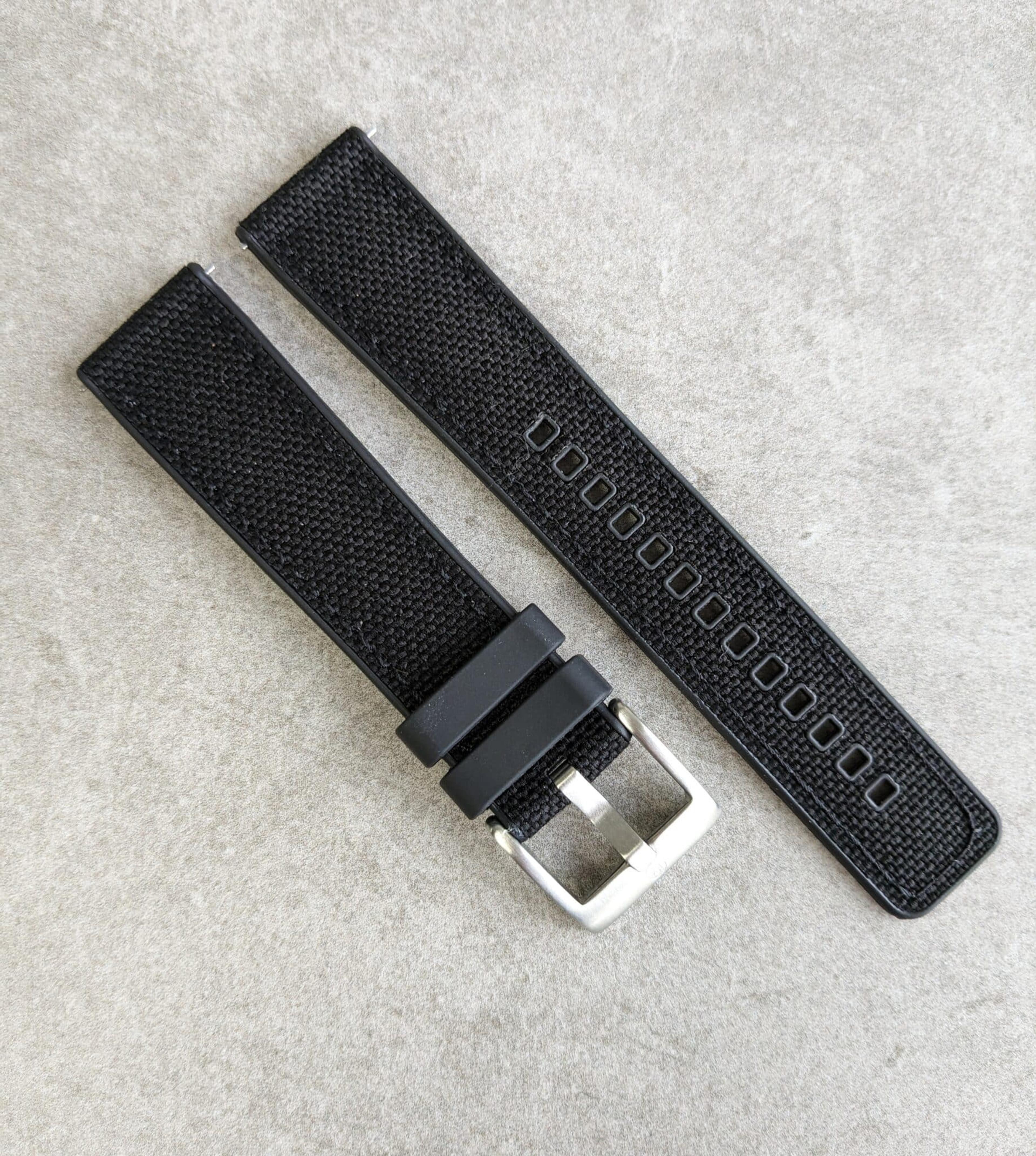 Sailcloth & Rubber Strap - Black -