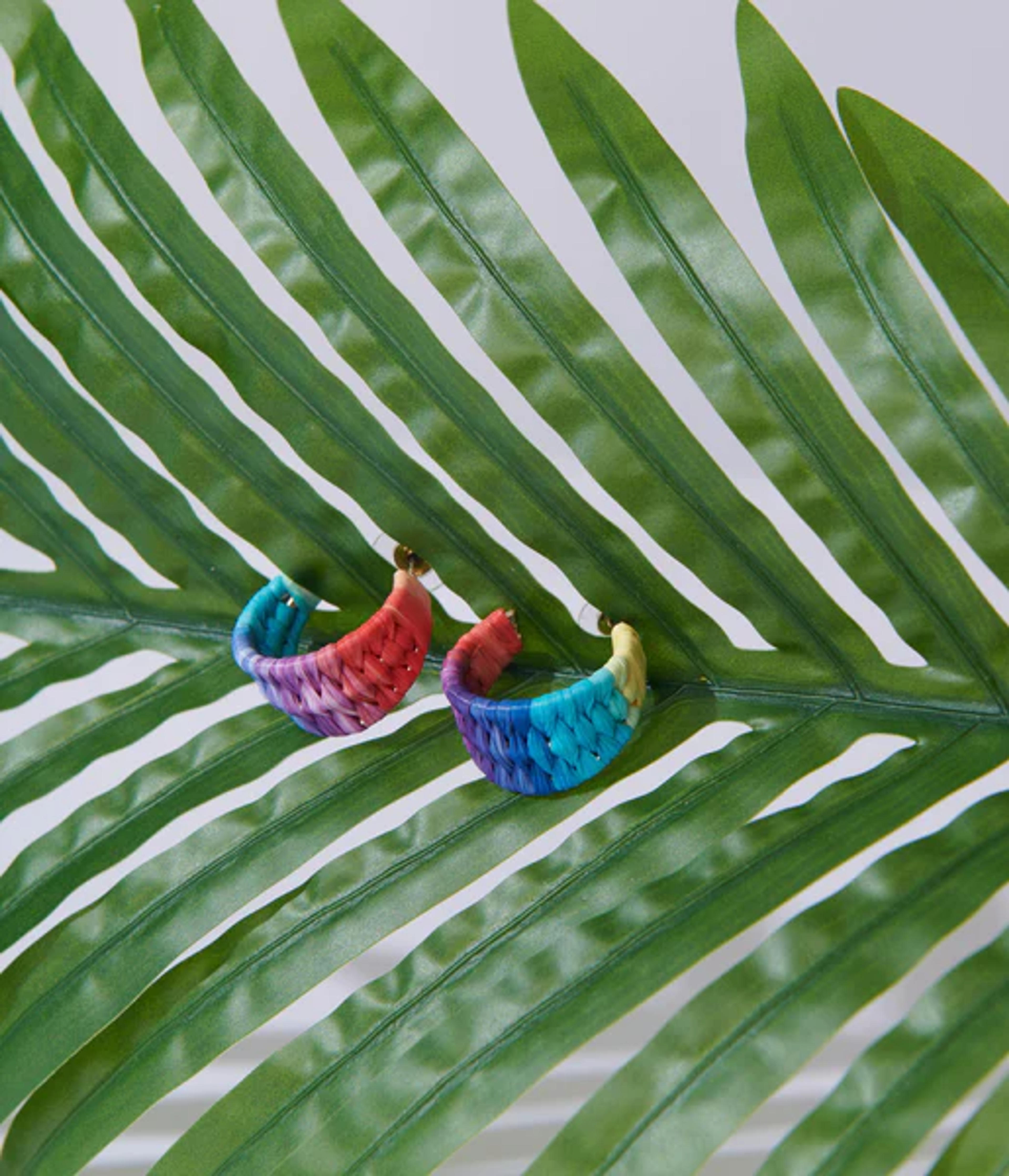 Retro & Vintage Rainbow Woven Small Hoop Earrings | Unique Vintage