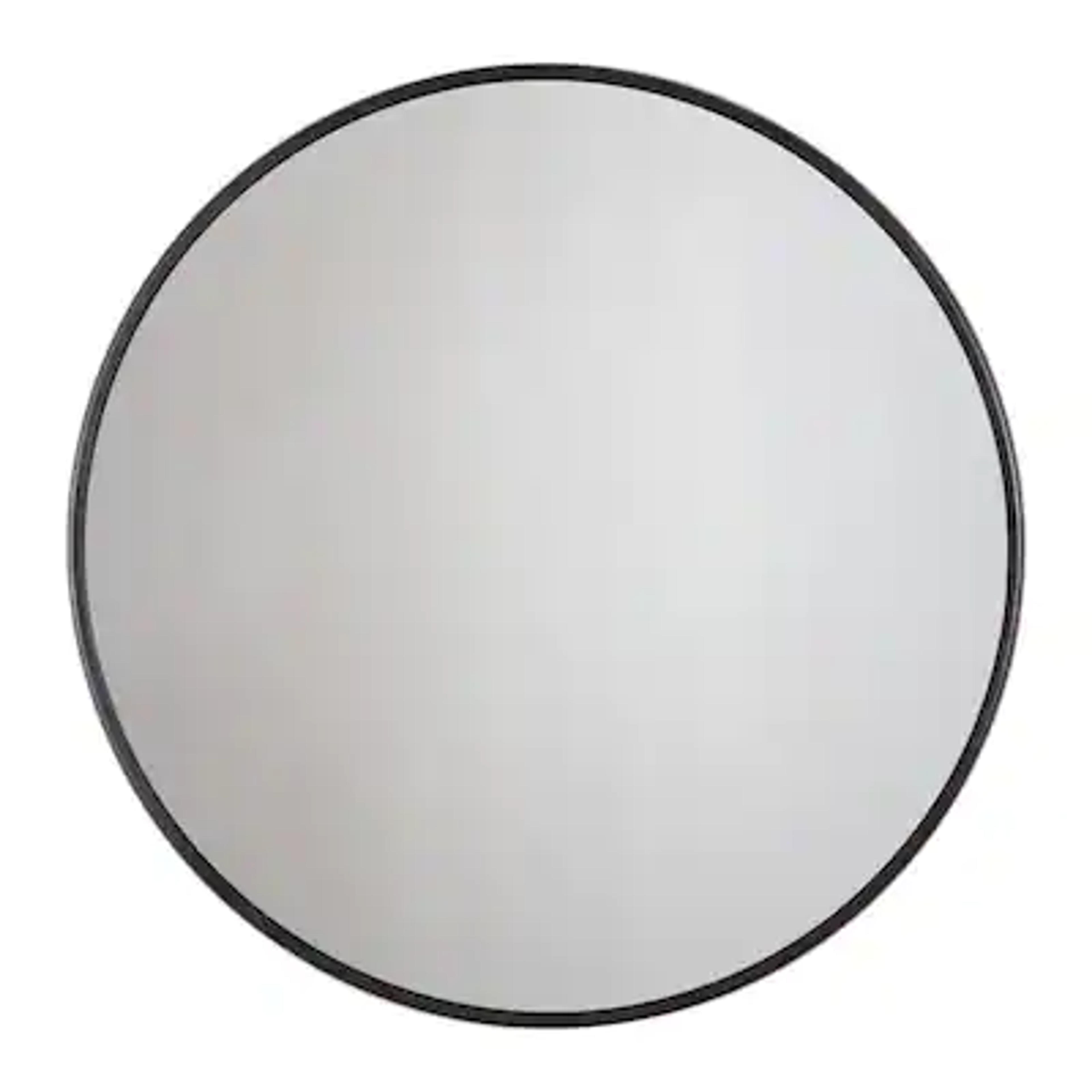 30 in. x 30 in. Modern Round Framed Adelina Black Circular Accent Mirror