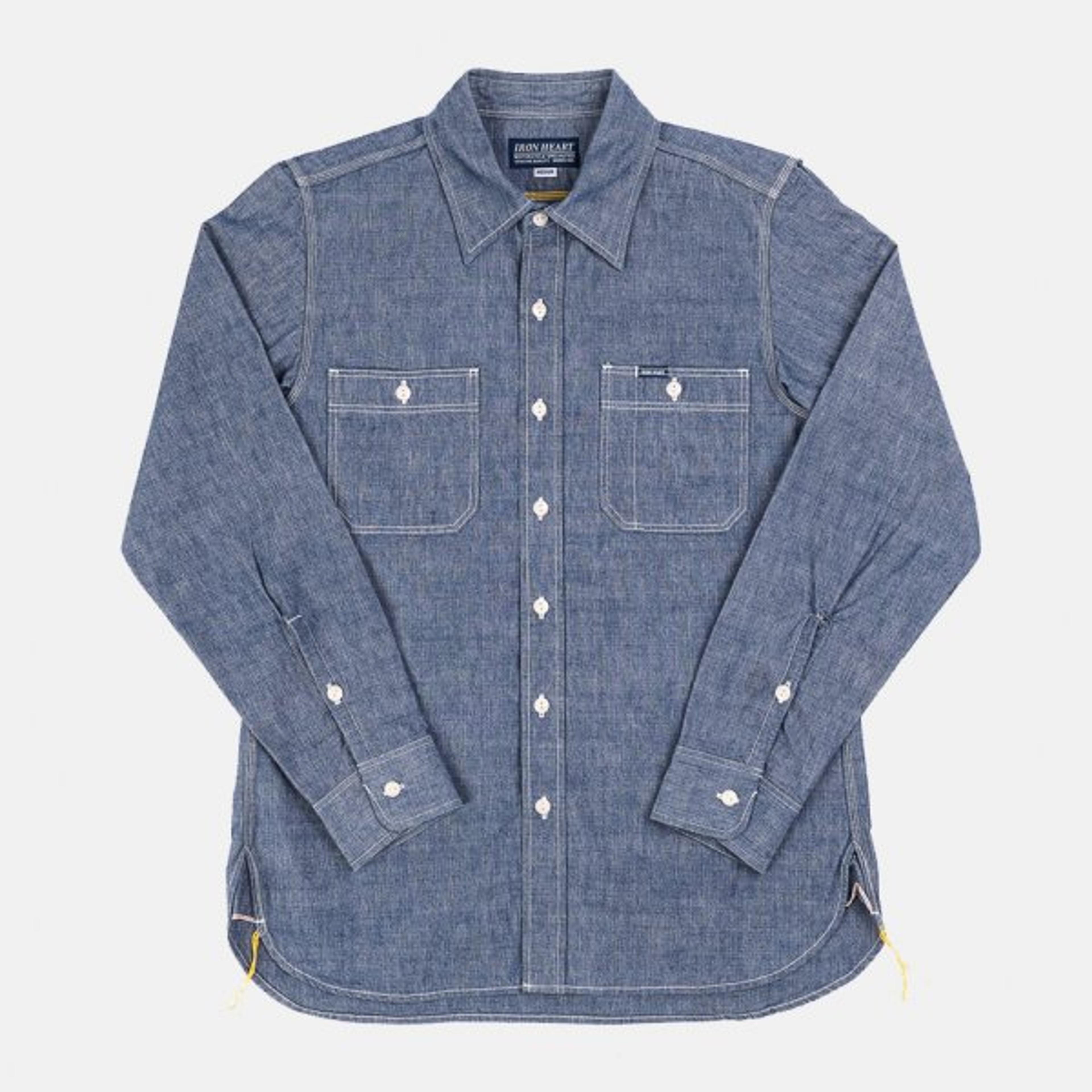 Iron Heart Japanese 10oz Selvedge Chambray Work Shirt - Blue