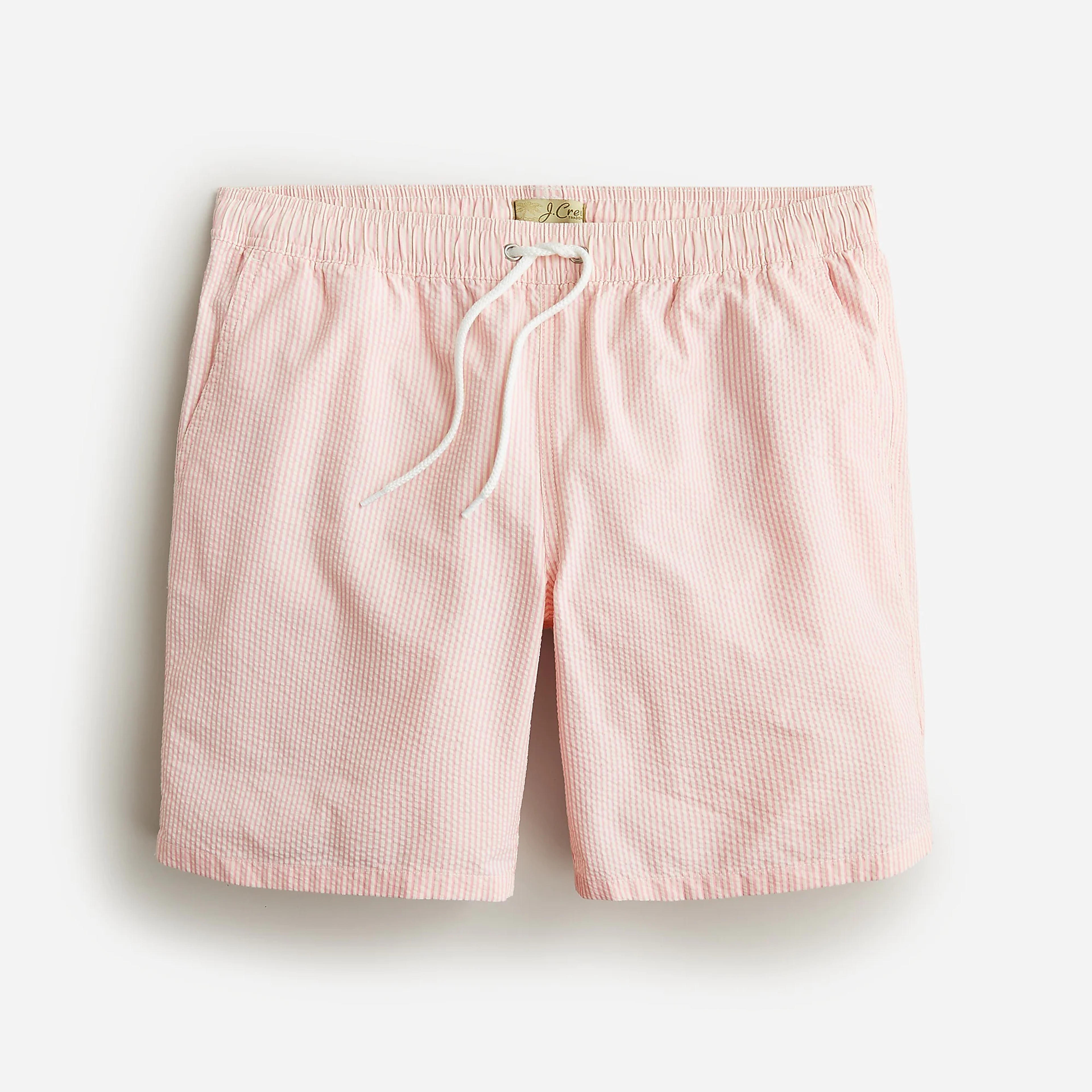 J.Crew: 8" Swim Trunk In Seersucker For Men