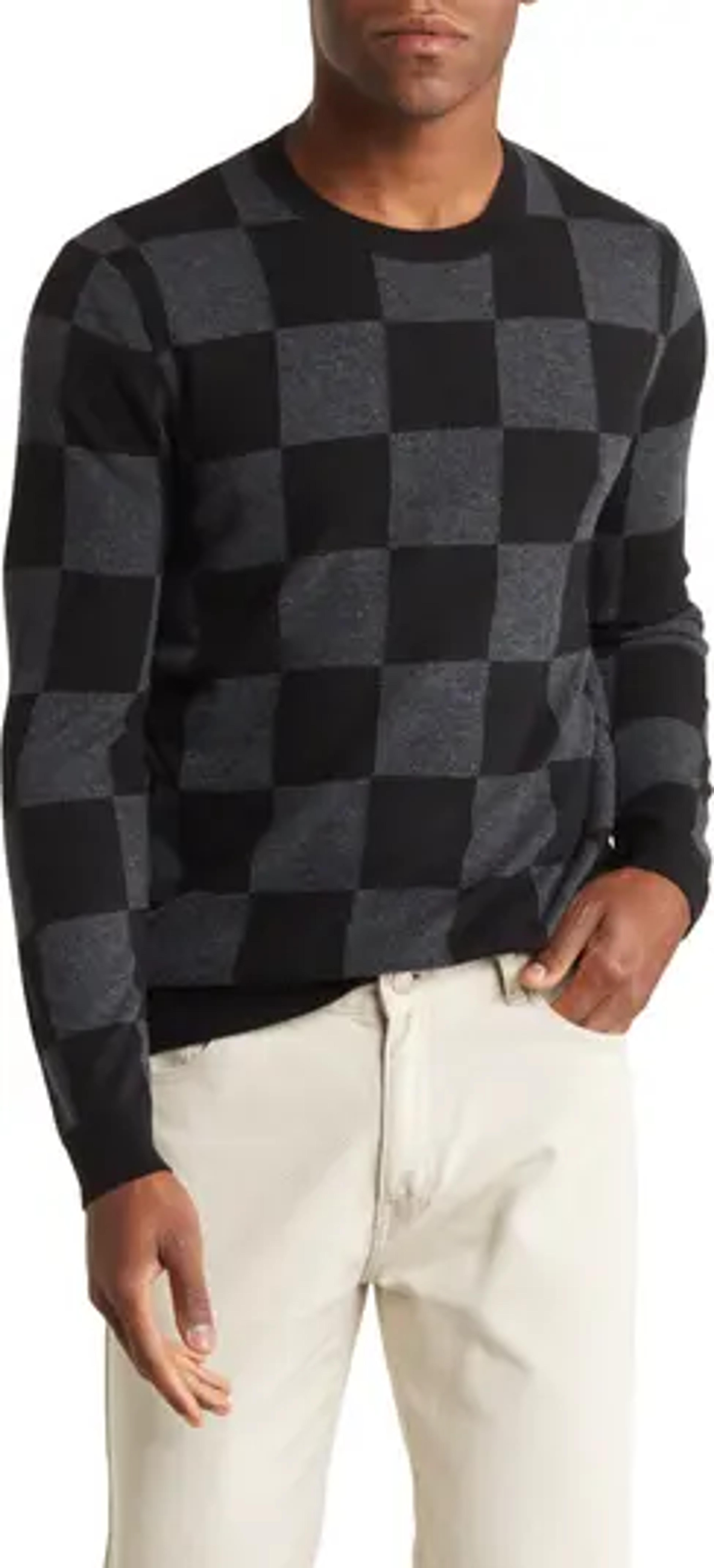 autumn cashmere Checkered Merino Wool & Cashmere Sweater | Nordstromrack