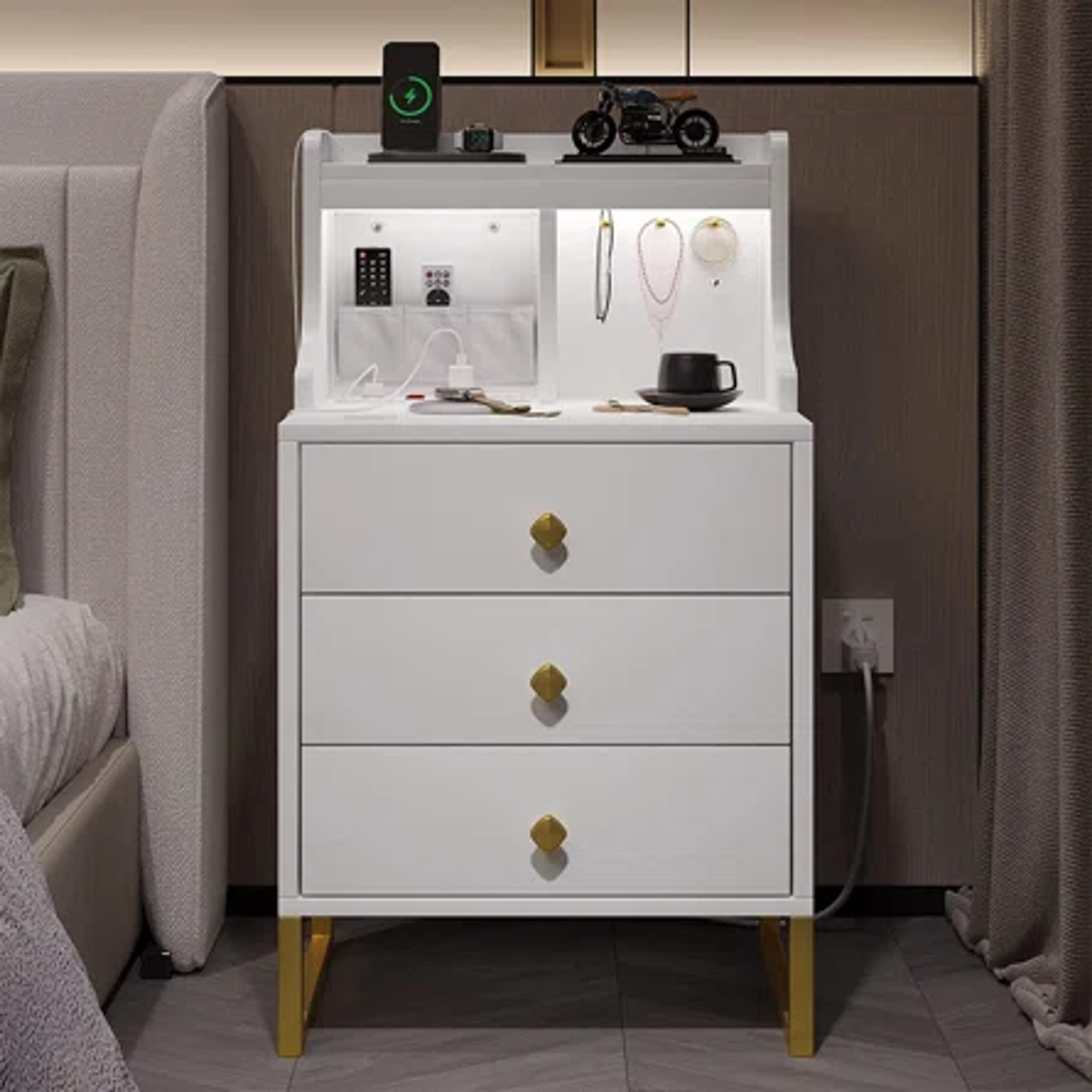 Everly Quinn Monna 3 - Drawer Nightstand | Wayfair