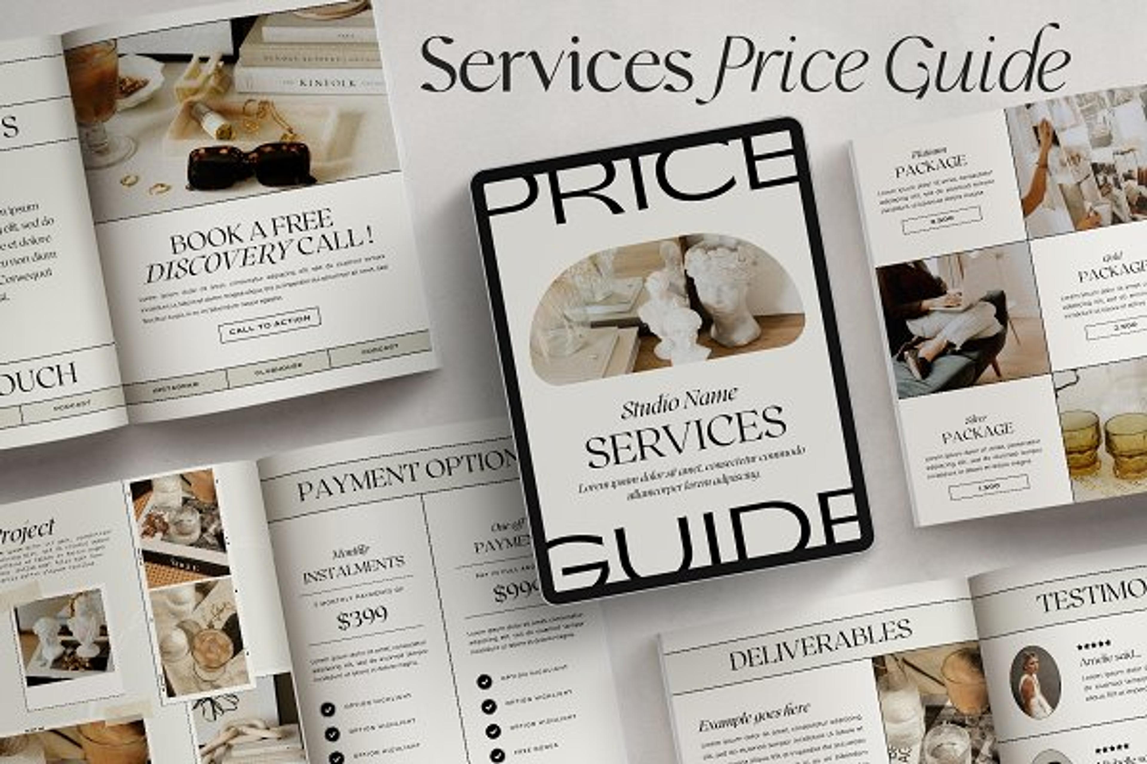 Services and Pricing Guide CANVA | Magazine Templates ~ Creative Market