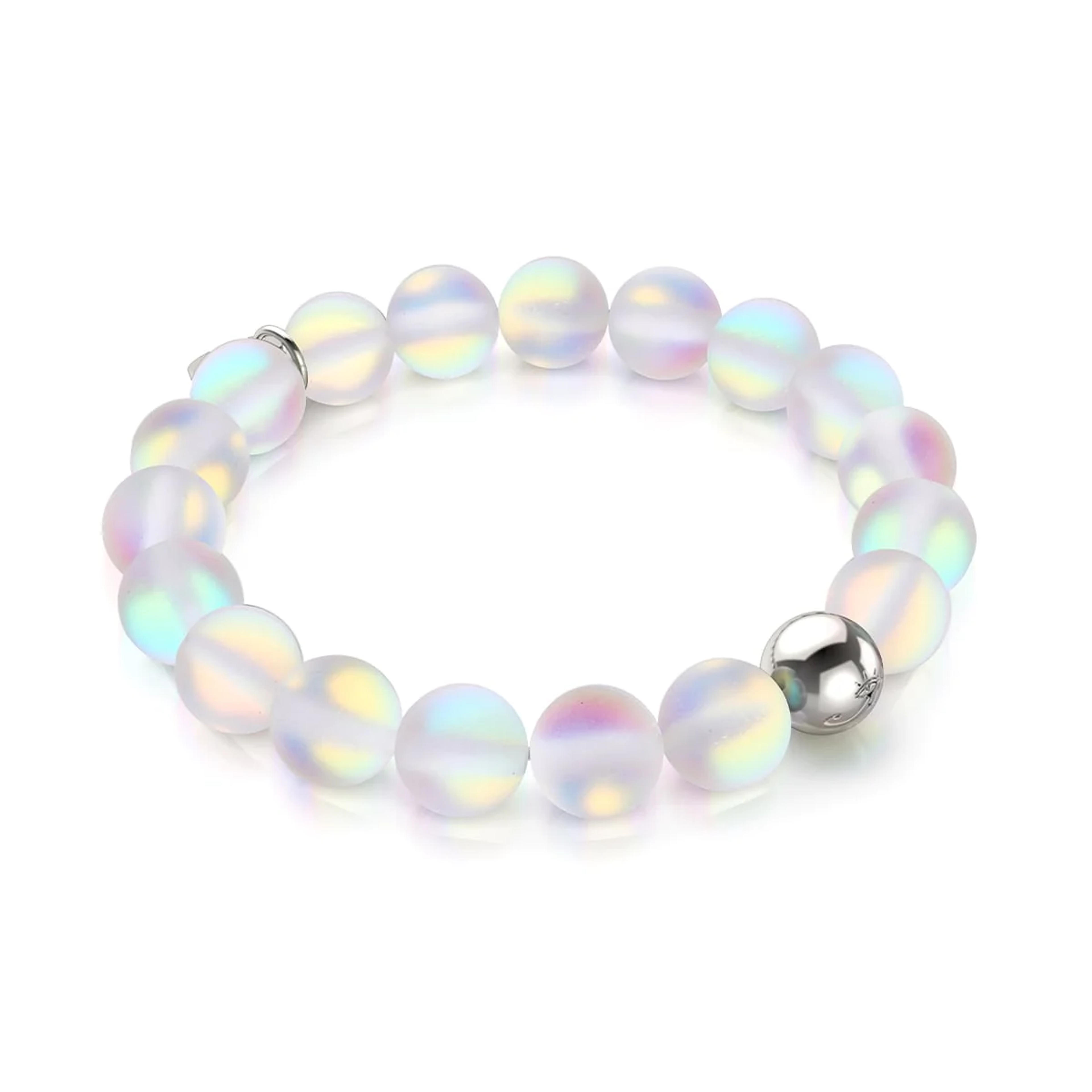 Rainbow White | Silver | Mermaid Glass Statement Bracelet – NOGU.studio