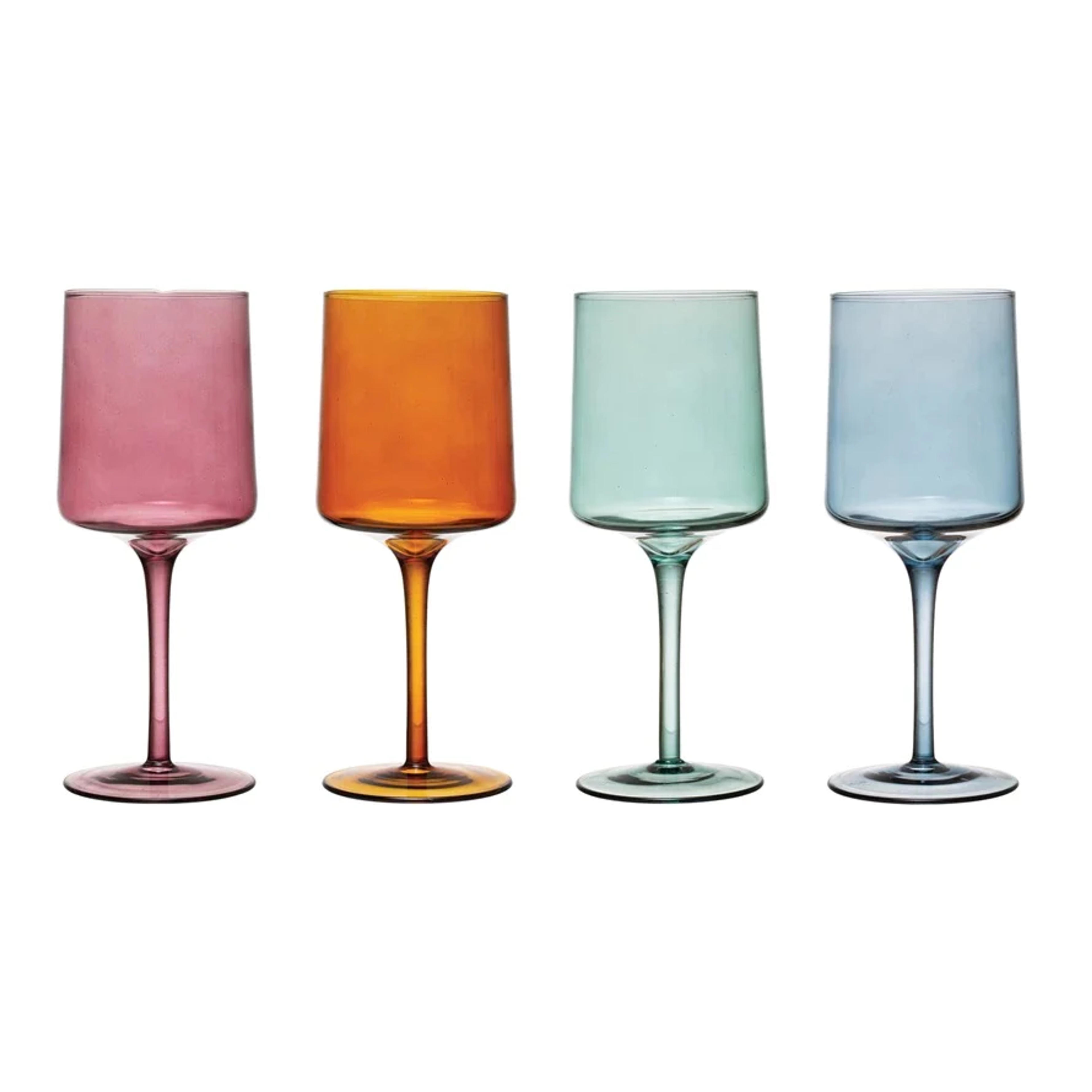 14 oz. Stemmed Wine Glass, 4 Colors (Set of 4) – BURKE DECOR