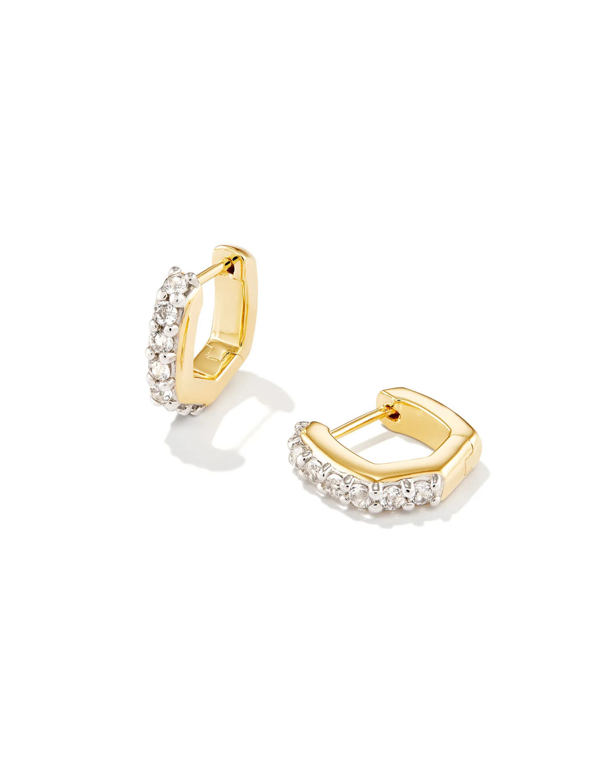 Cailin Gold Crystal Hoop Earrings in White Crystal