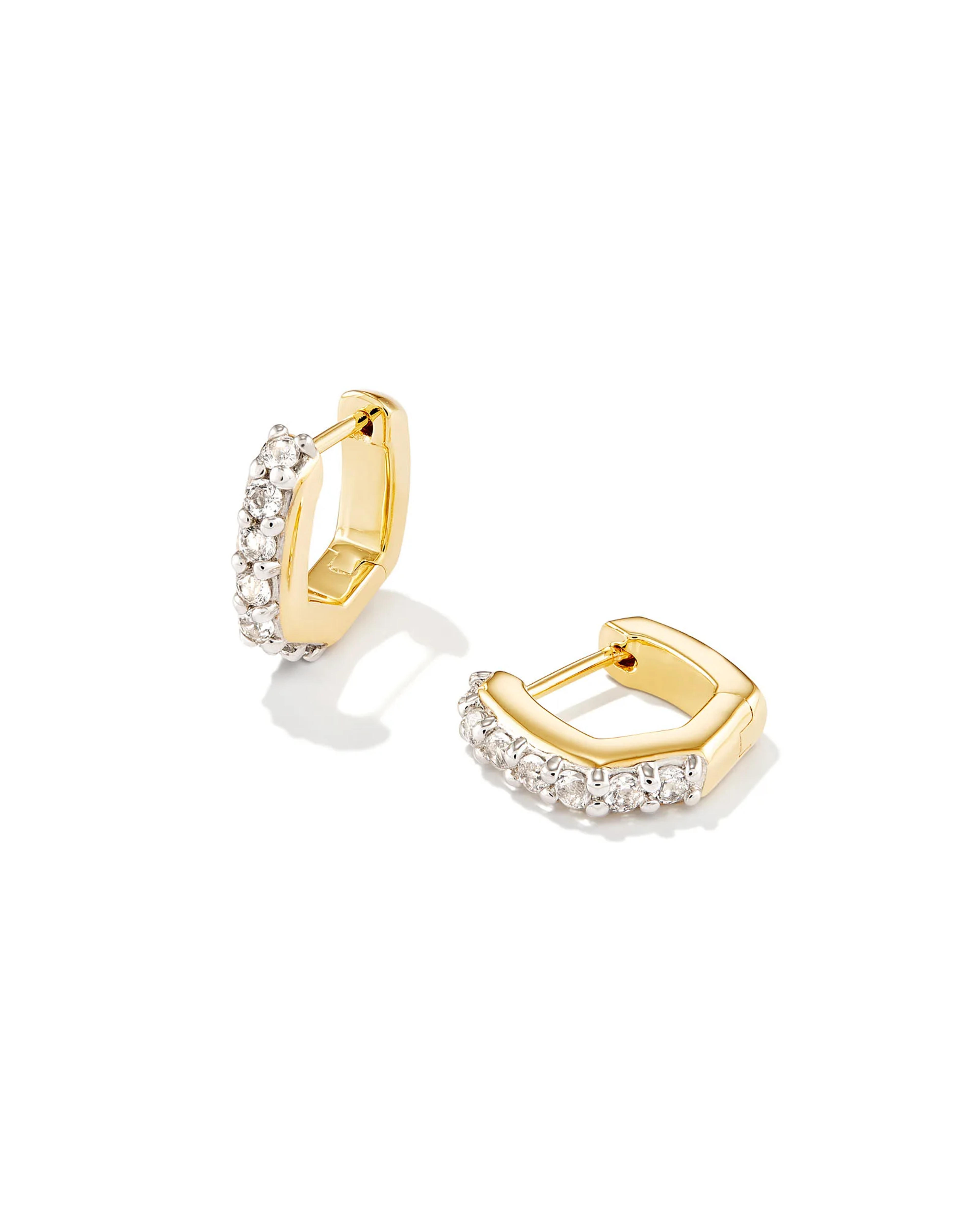Davie 18k Gold Vermeil Huggie Earrings in White Topaz | Kendra Scott