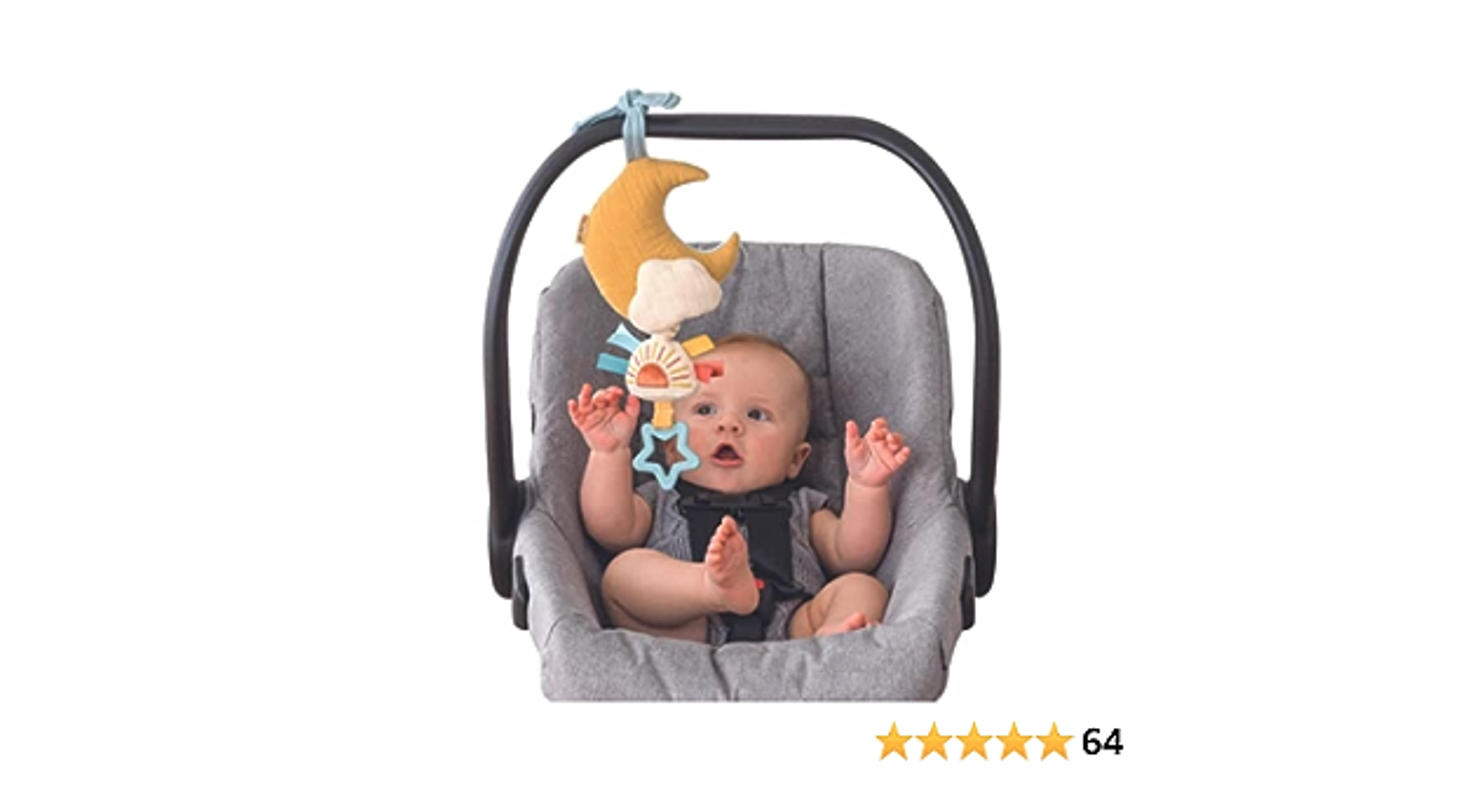 Itzy Ritzy – Musical Pull-Down Toy; Bitzy Notes Toy Attaches to Car Seat or Stroller & Plays a Soothing Melody, Moon