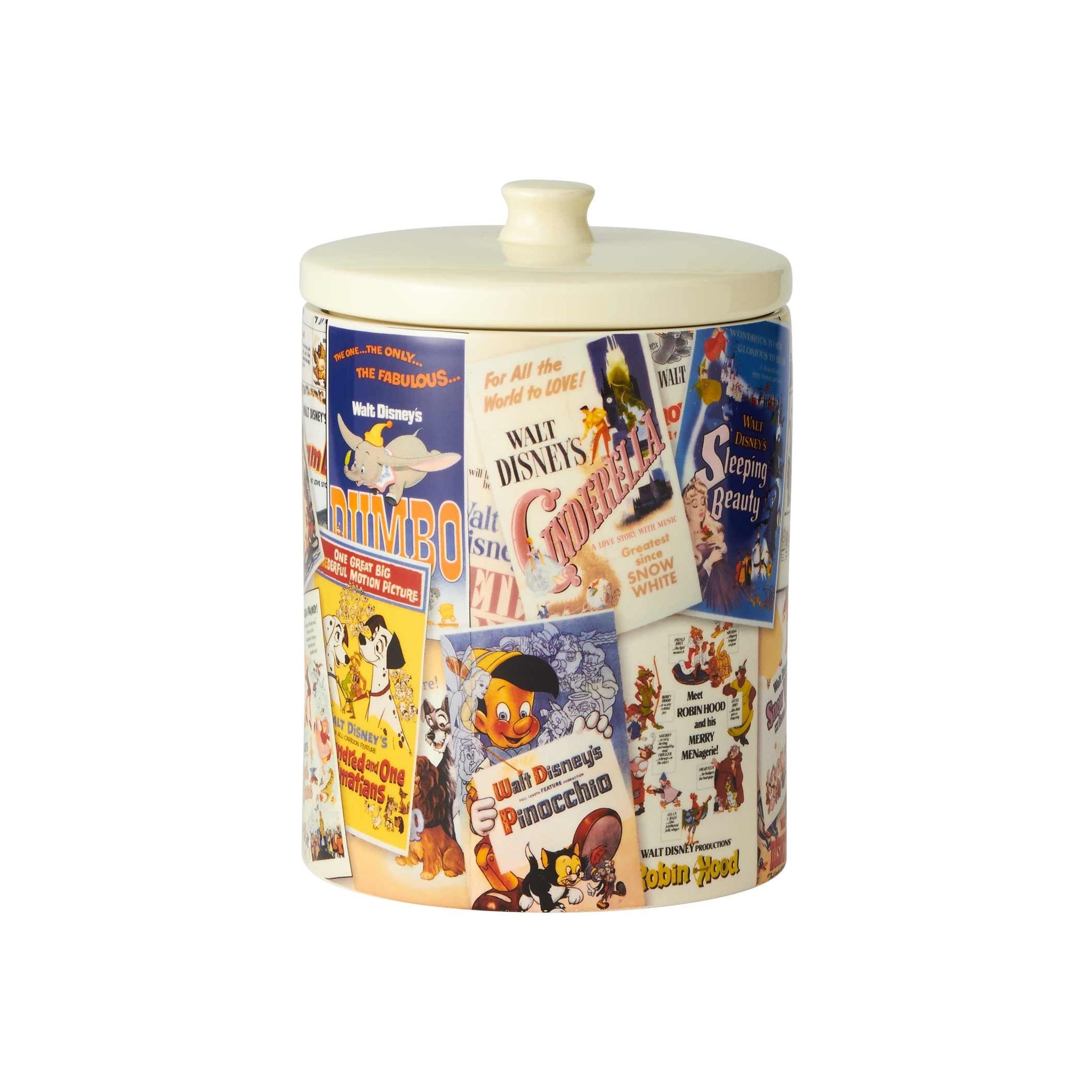 Enesco Ceramics Classic Disney Film Posters Cookie Jar Canister, 9.25 Inch, Multicolor