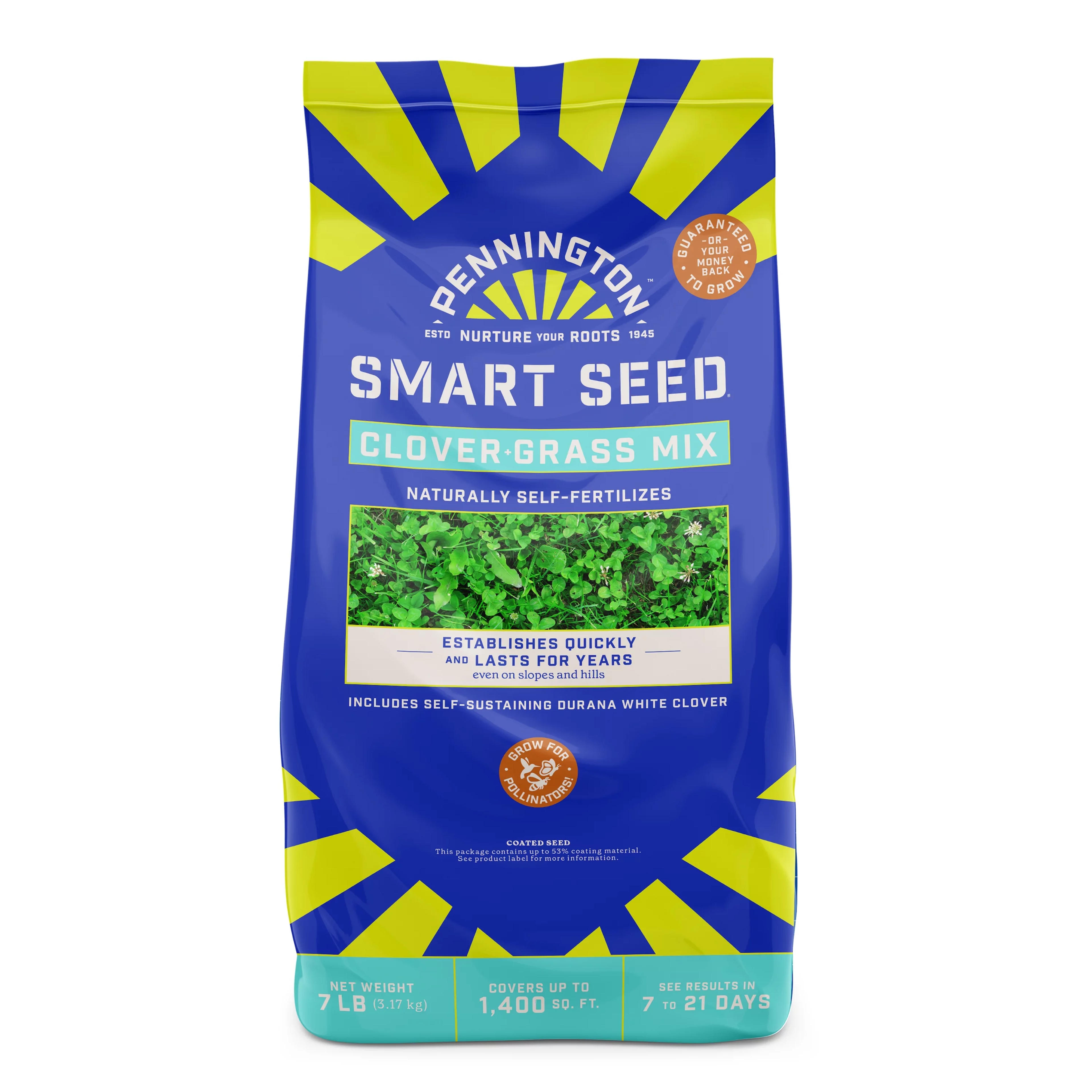 Pennington Smart Seed Clover & Grass Seed, Sun to Partial Shade, Drought Tolerant, Low Mow Grass, 7 lb