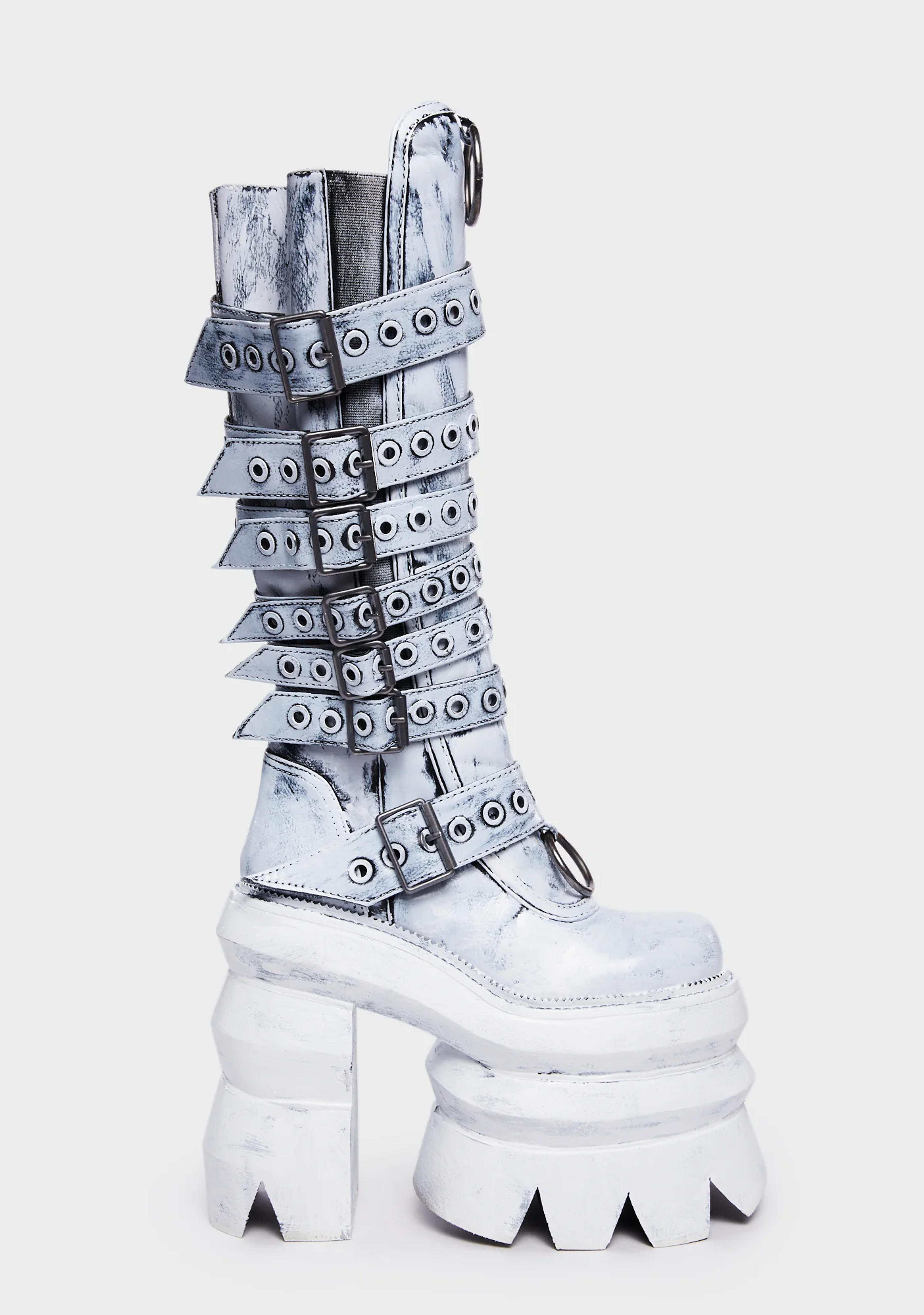 Never A Sellout Platform Boots - White – Dolls Kill