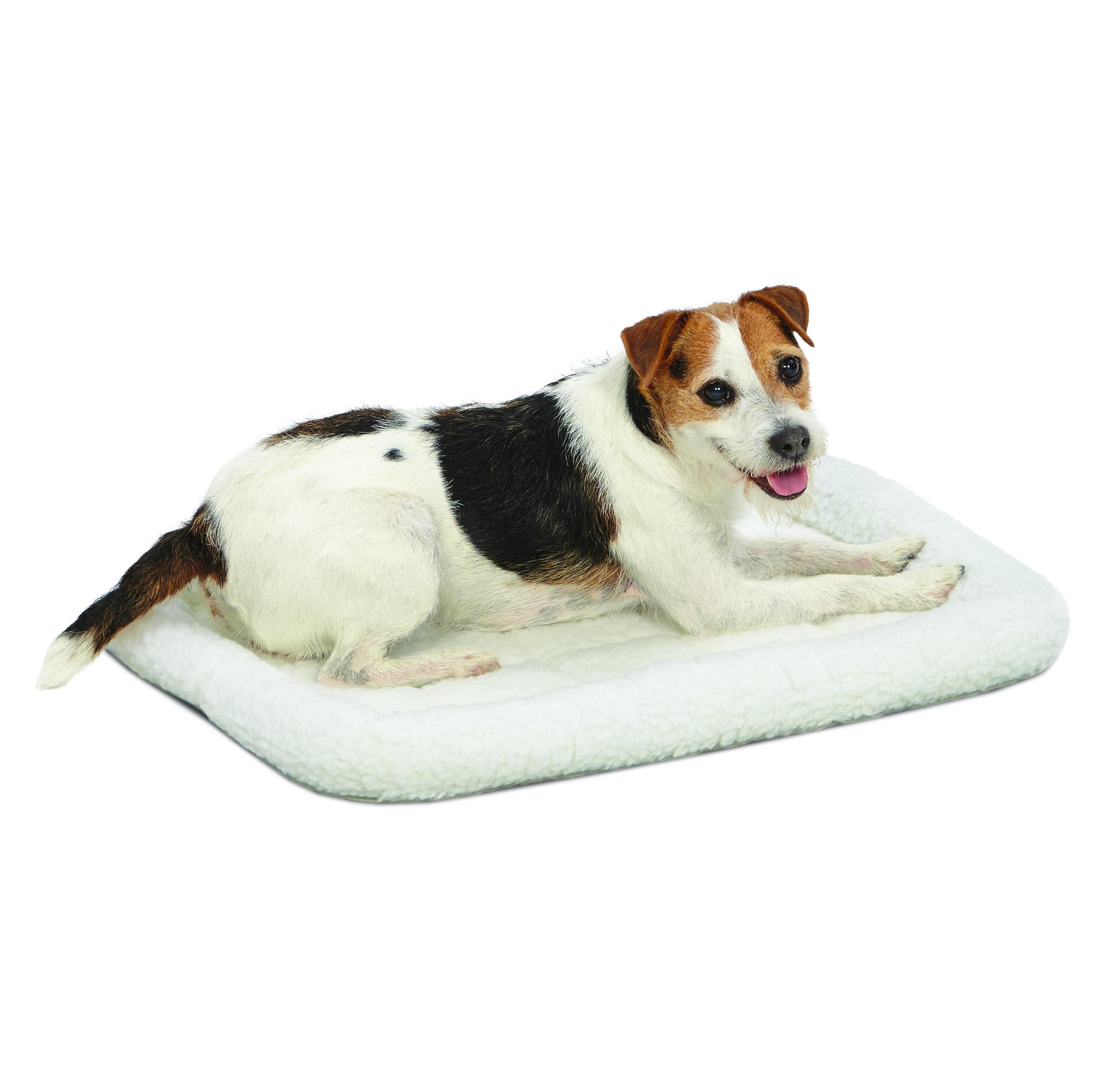 24L-Inch White Fleece Dog or Cat Bed w/ Comfortable Bolster, Ideal for Small Breeds & Fits a 24-Inch Crate, Easy Maintenance Machine Wash & Dry, 1-Year Warranty