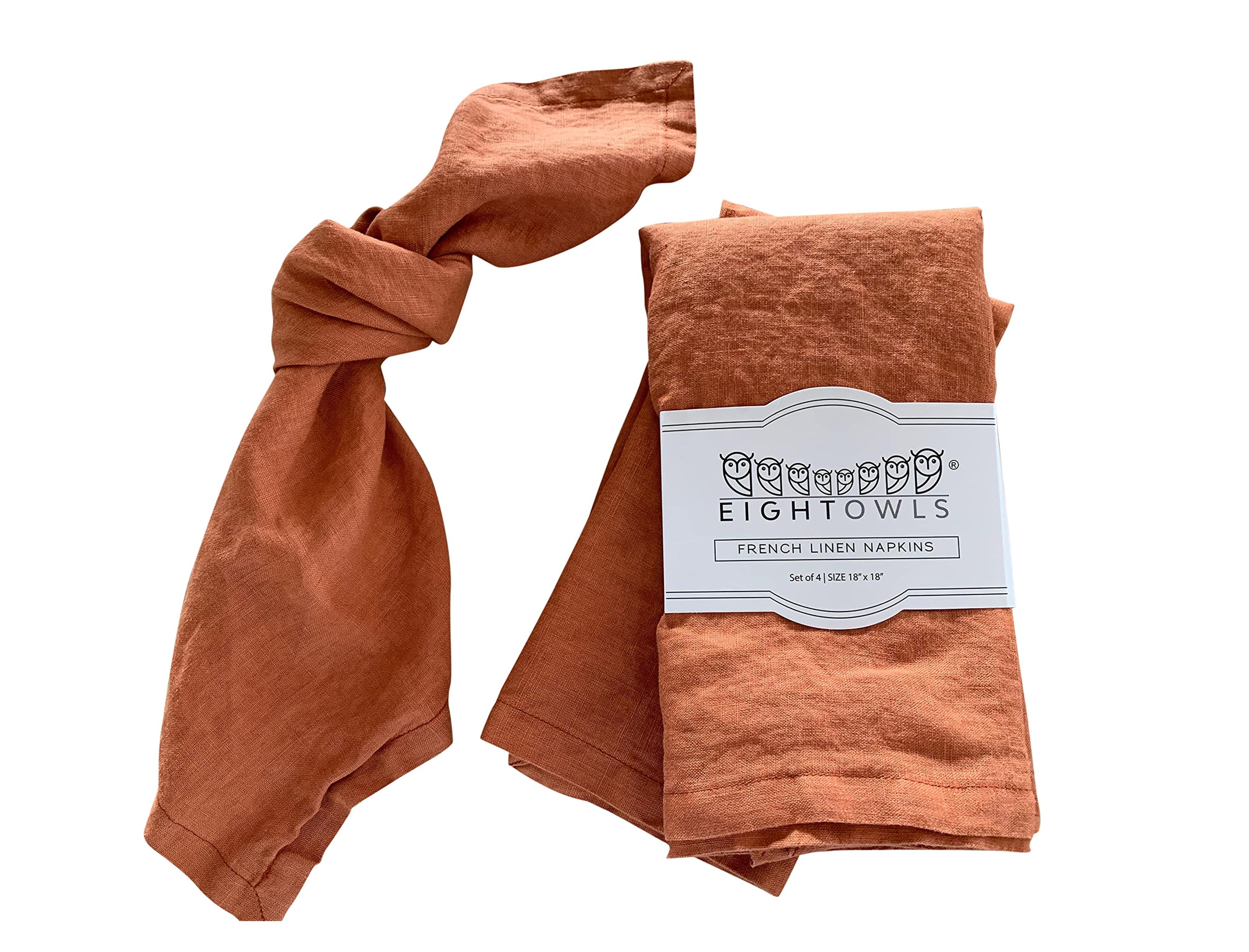 Amazon.com: Linen Napkins –100% French Flax – Stonewashed Pure Linen Cloth Napkins - Size 18 Inch x 18 Inch – Set of 4 (Rustic Orange) : Home & Kitchen