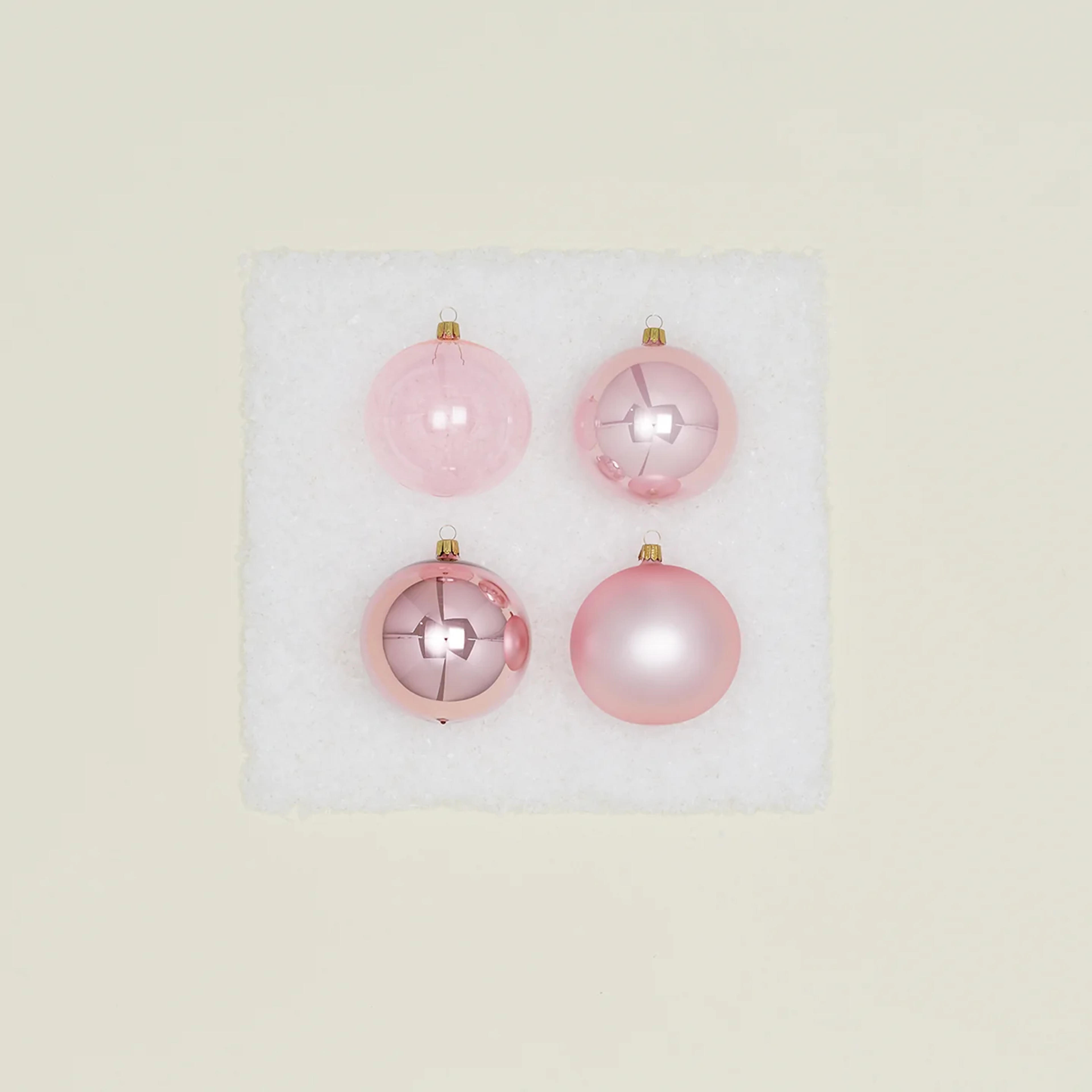 Medium Glass Ornament Set - Pink