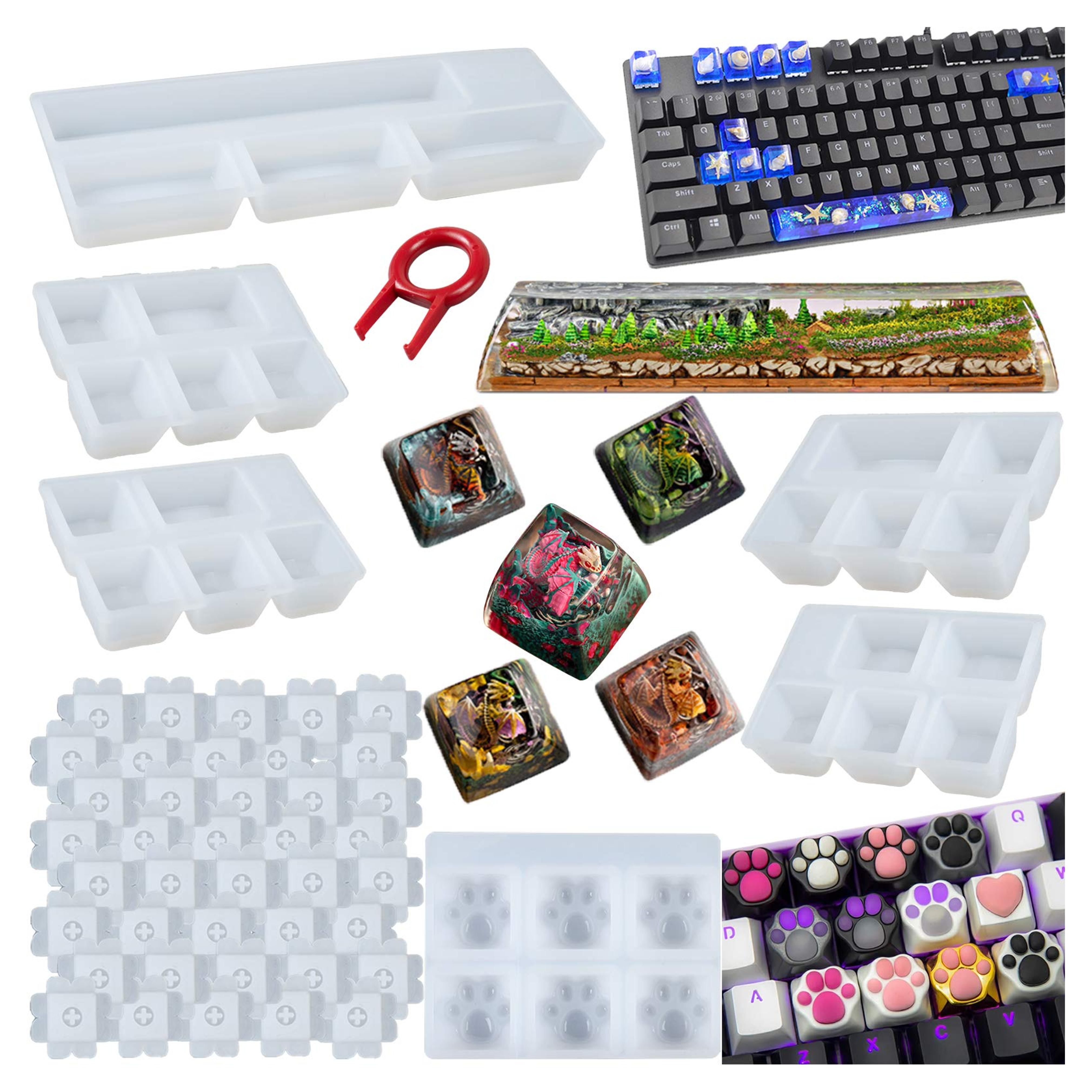 Amazon.com: Keycaps Epoxy Resin Casting Molds Set for Mechanical Gaming Keyboard Polymer Clay Crafts 6 Silicone Trays with Key Puller : Everything Else