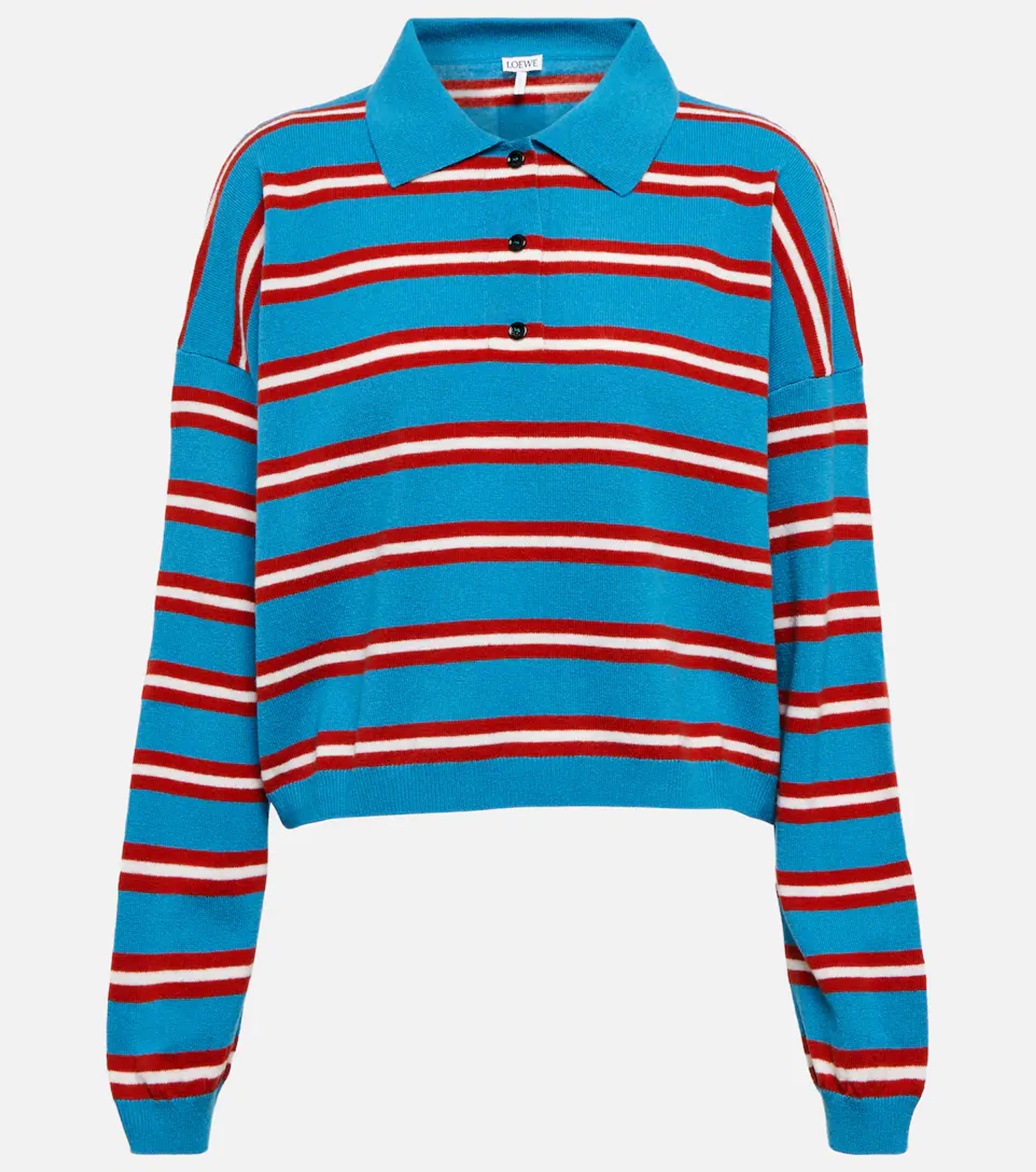 Loewe - Striped wool polo top | Mytheresa