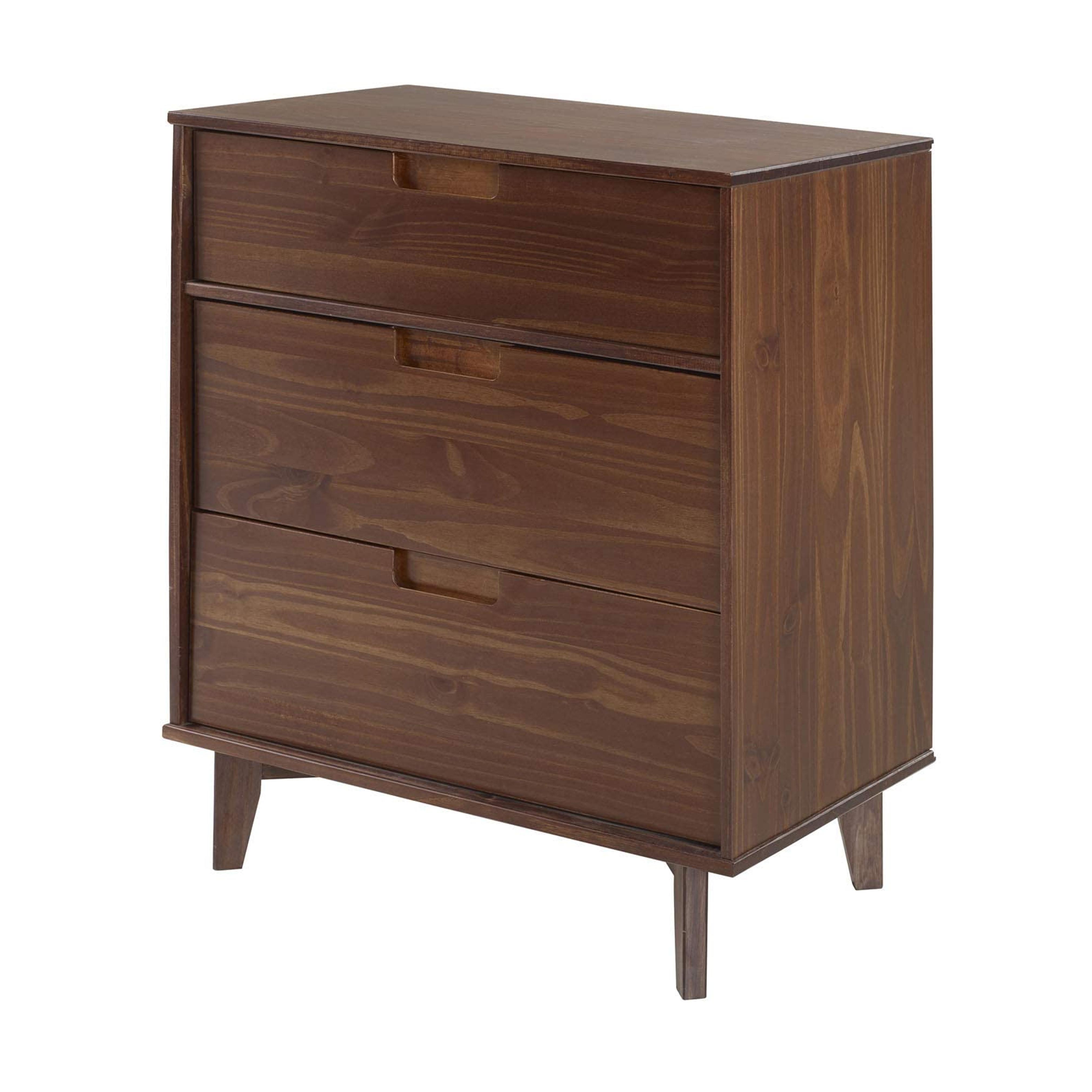 Amazon.com: Walker Edison 3 Drawer Mid Century Modern Wood Dresser Bedroom Storage Drawer and Shelf Bedside End Table, 3 Drawer, Walnut : Home & Kitchen