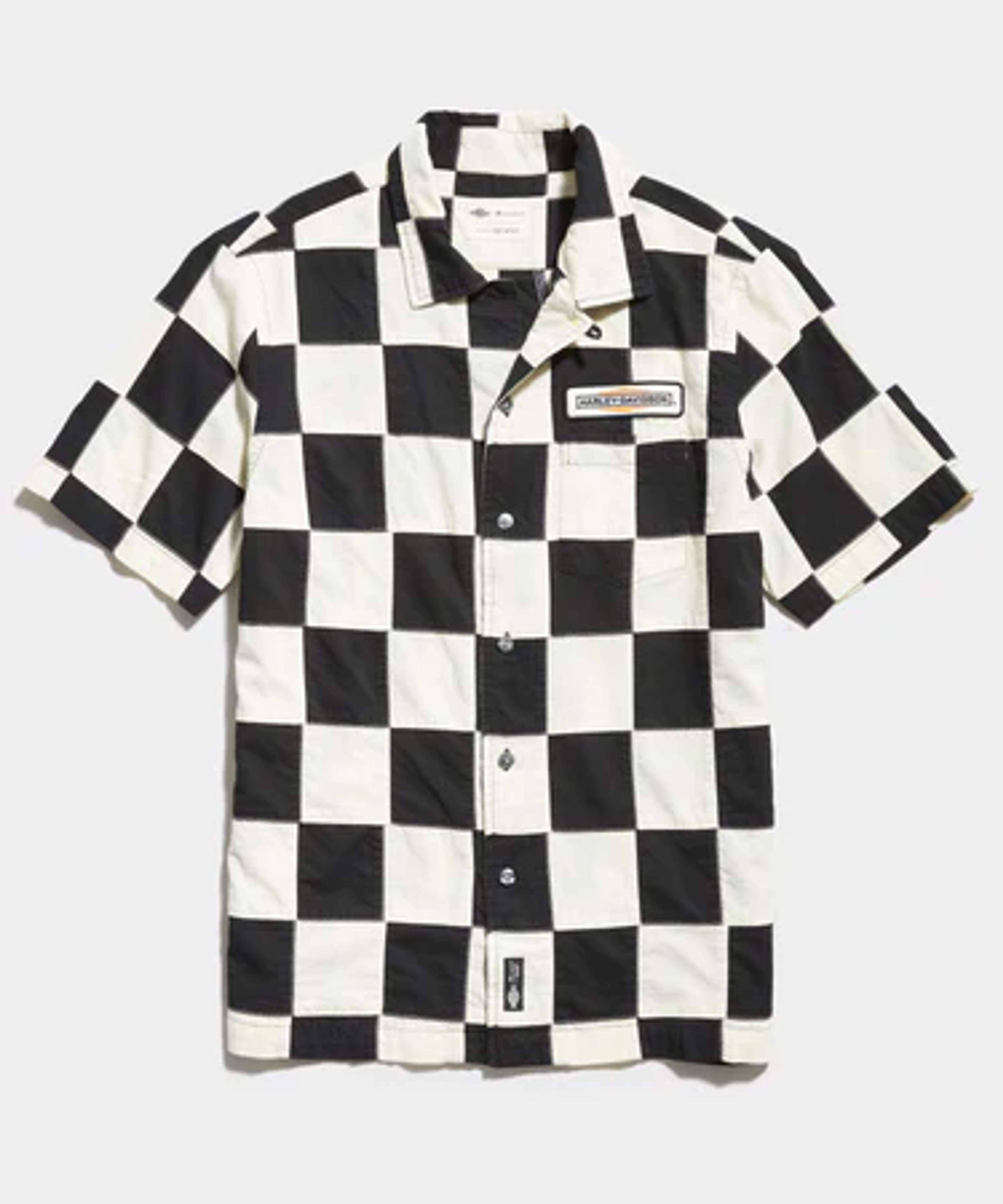 Harley-Davidson x Champion by Todd Snyder - Harley® Checkered Camp Collar Black and White