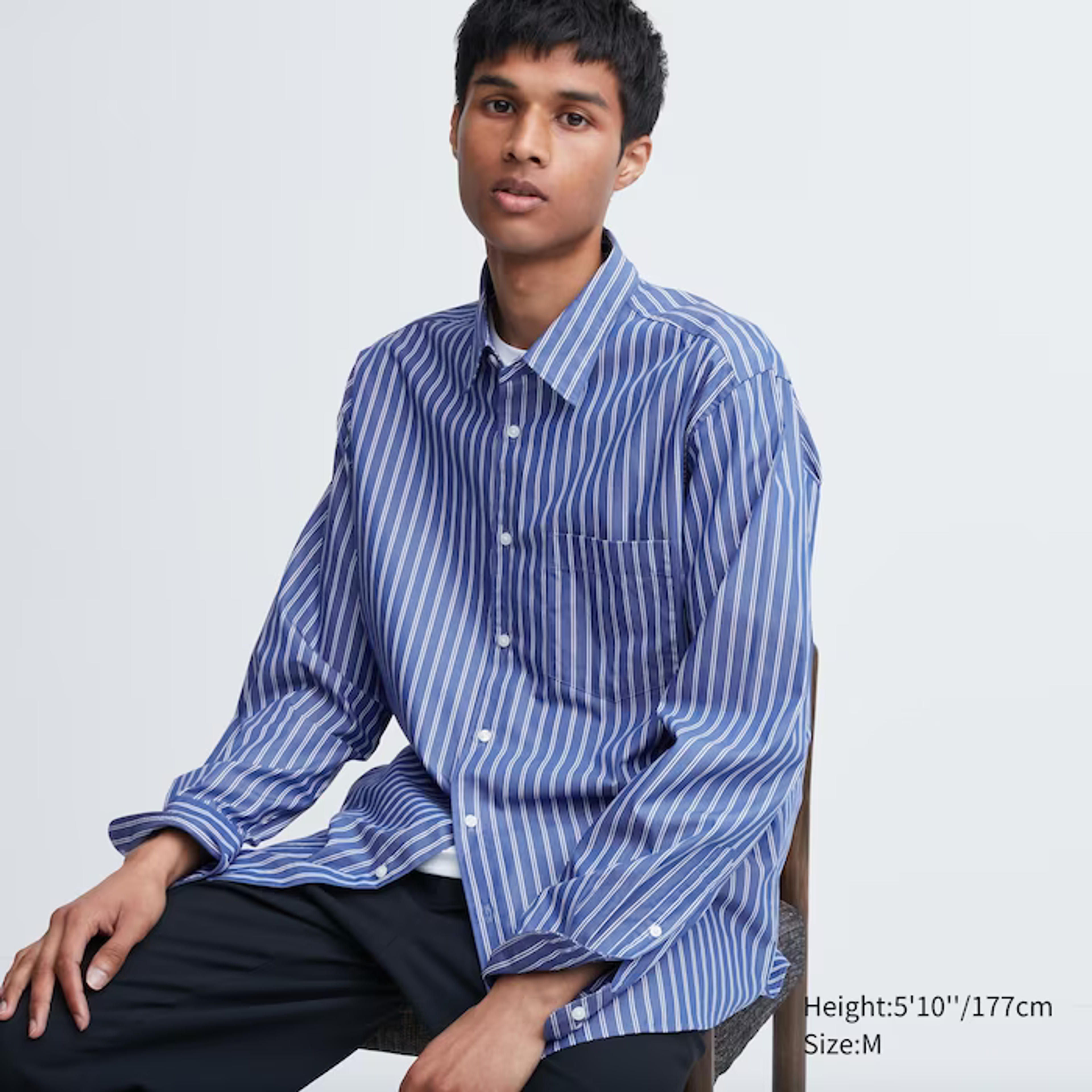 Extra Fine Cotton Broadcloth Striped Long-Sleeve Shirt | UNIQLO US