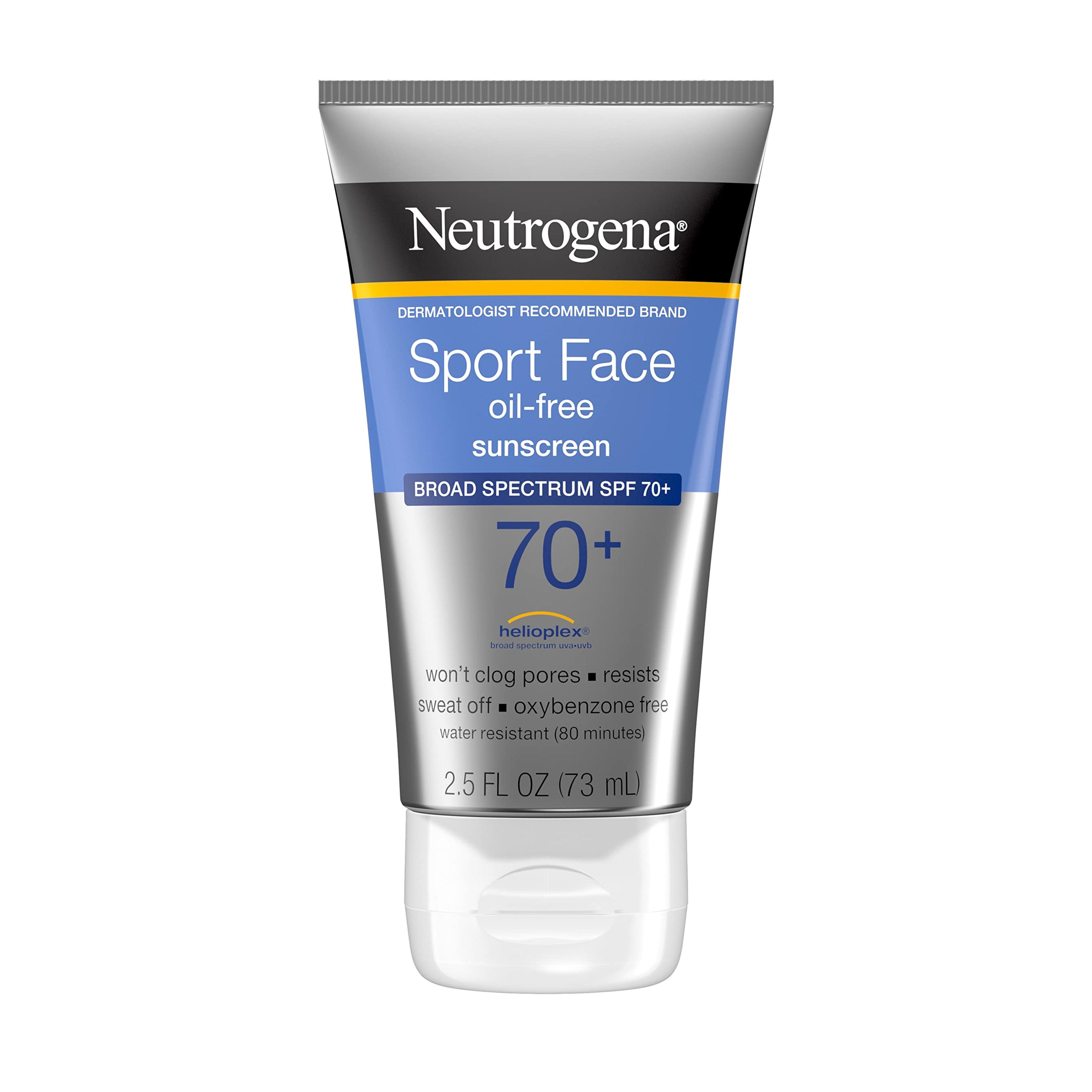 Amazon.com: Neutrogena Sport Face Sunscreen SPF 70+, Oil-Free Facial Sunscreen Lotion with Broad Spectrum UVA/UVB Sun Protection, Sweat-Resistant & Water-Resistant, 2.5 fl. oz : Beauty & Personal Care