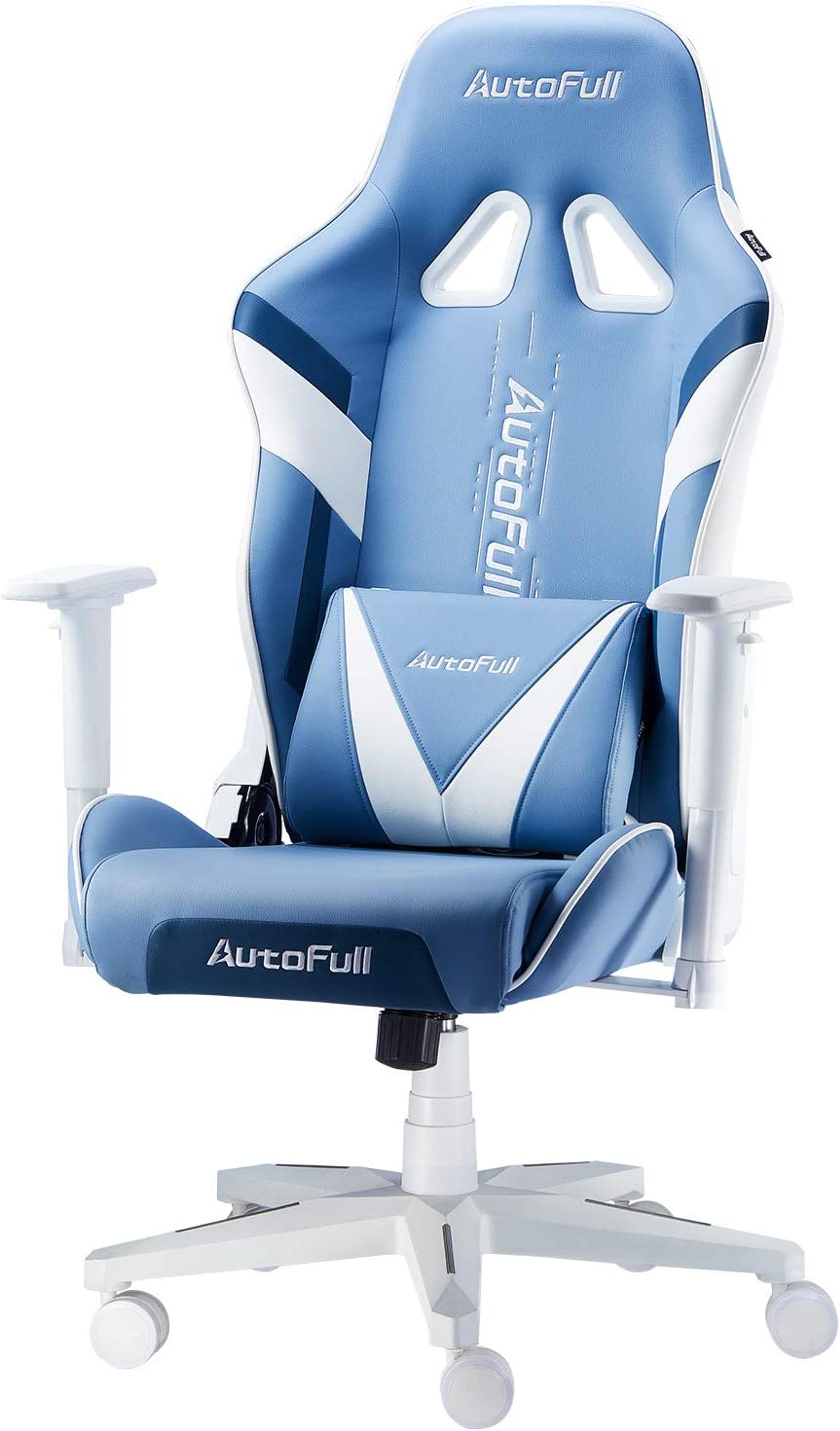 AutoFull Gaming Chair Racing Office Ergonomic High-Back Computer Chair PU Leather Desk Chair with Headrest and Lumbar Support E-Sports Swivel Chair, Blue