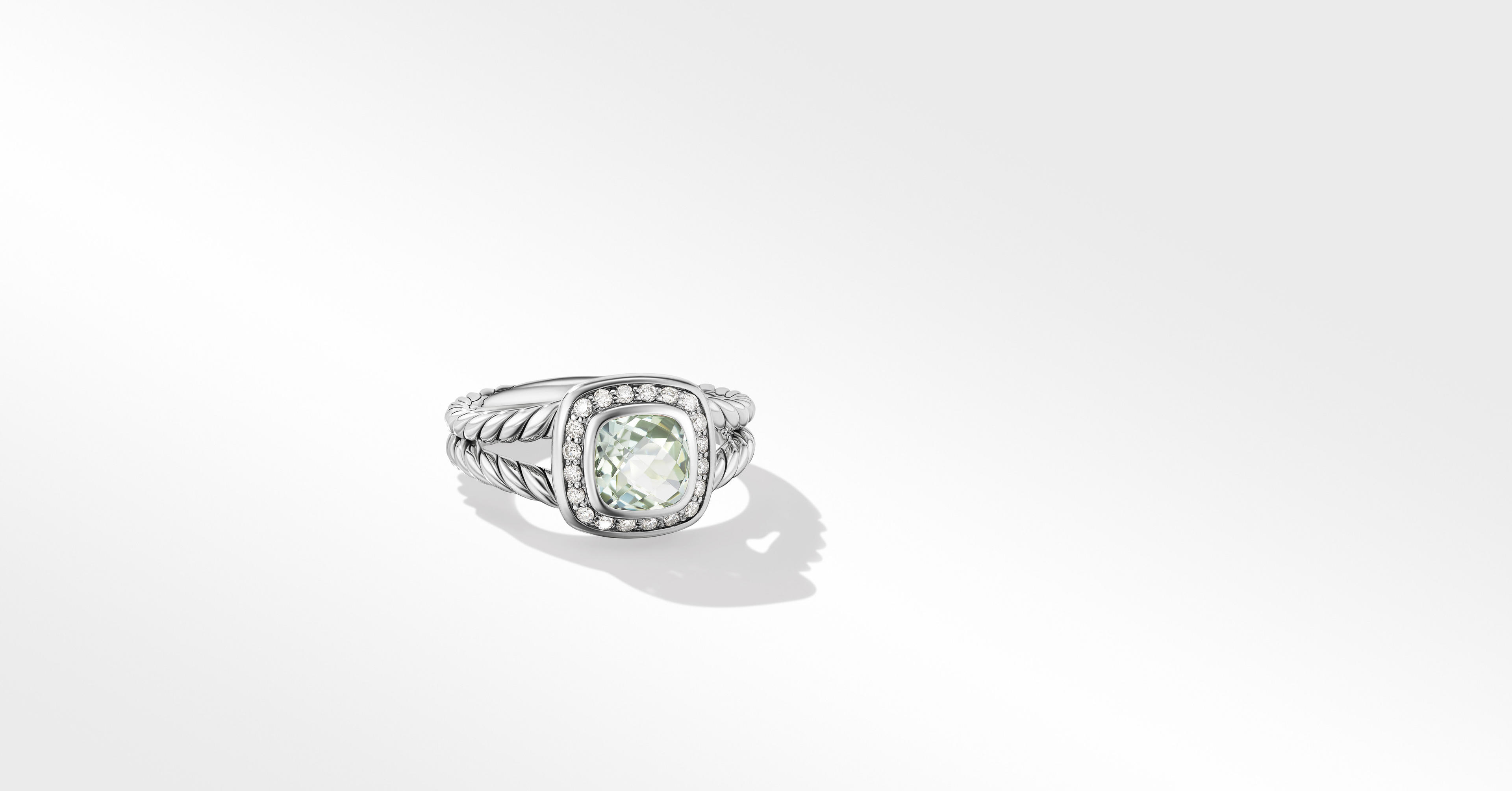 Petite Albion® Ring in Sterling Silver with Prasiolite and Pavé Diamonds | David Yurman