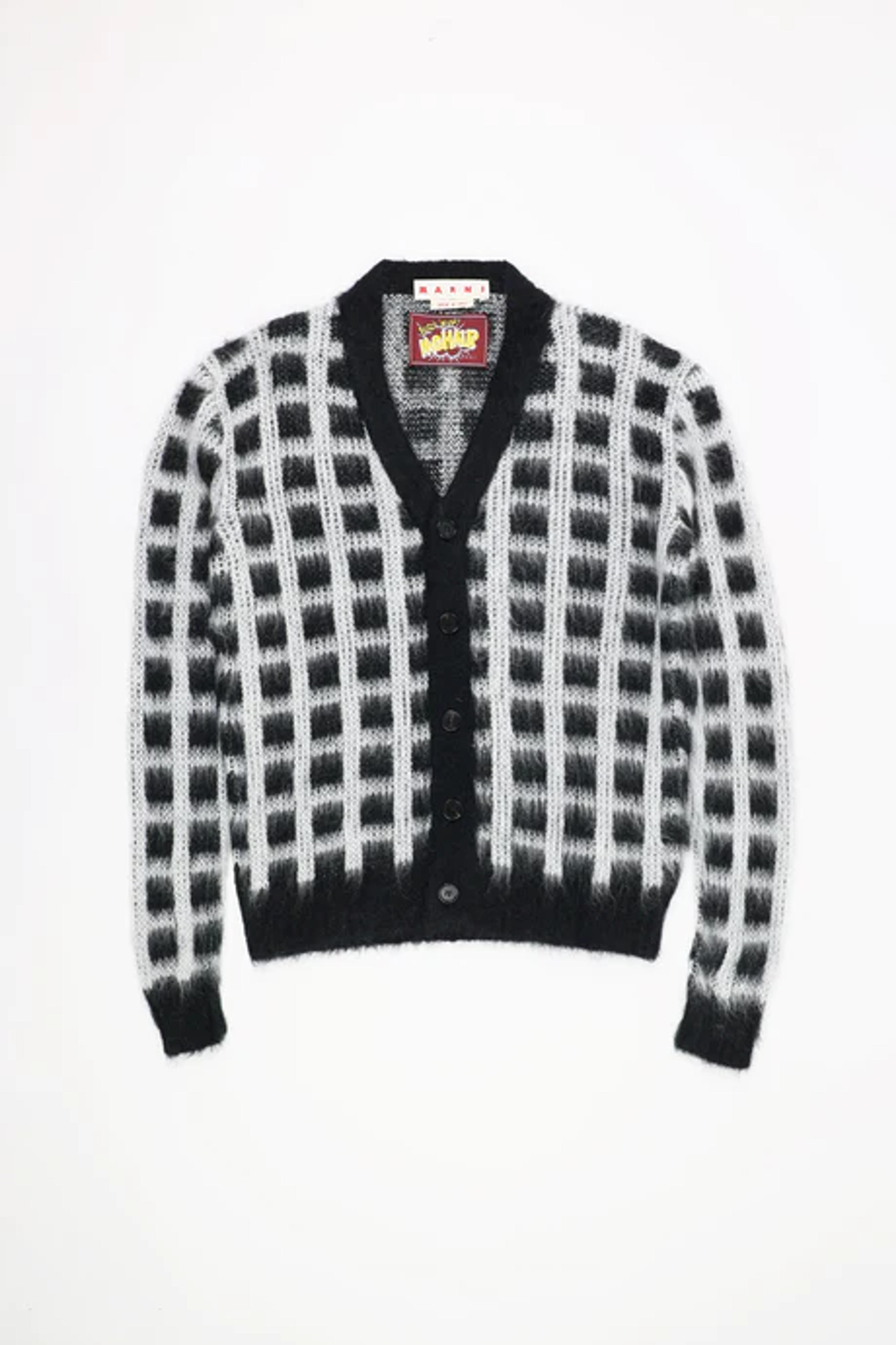 Marni Brushed Check Fuzzy Wuzzy Cardigan | Black | Canoe Club