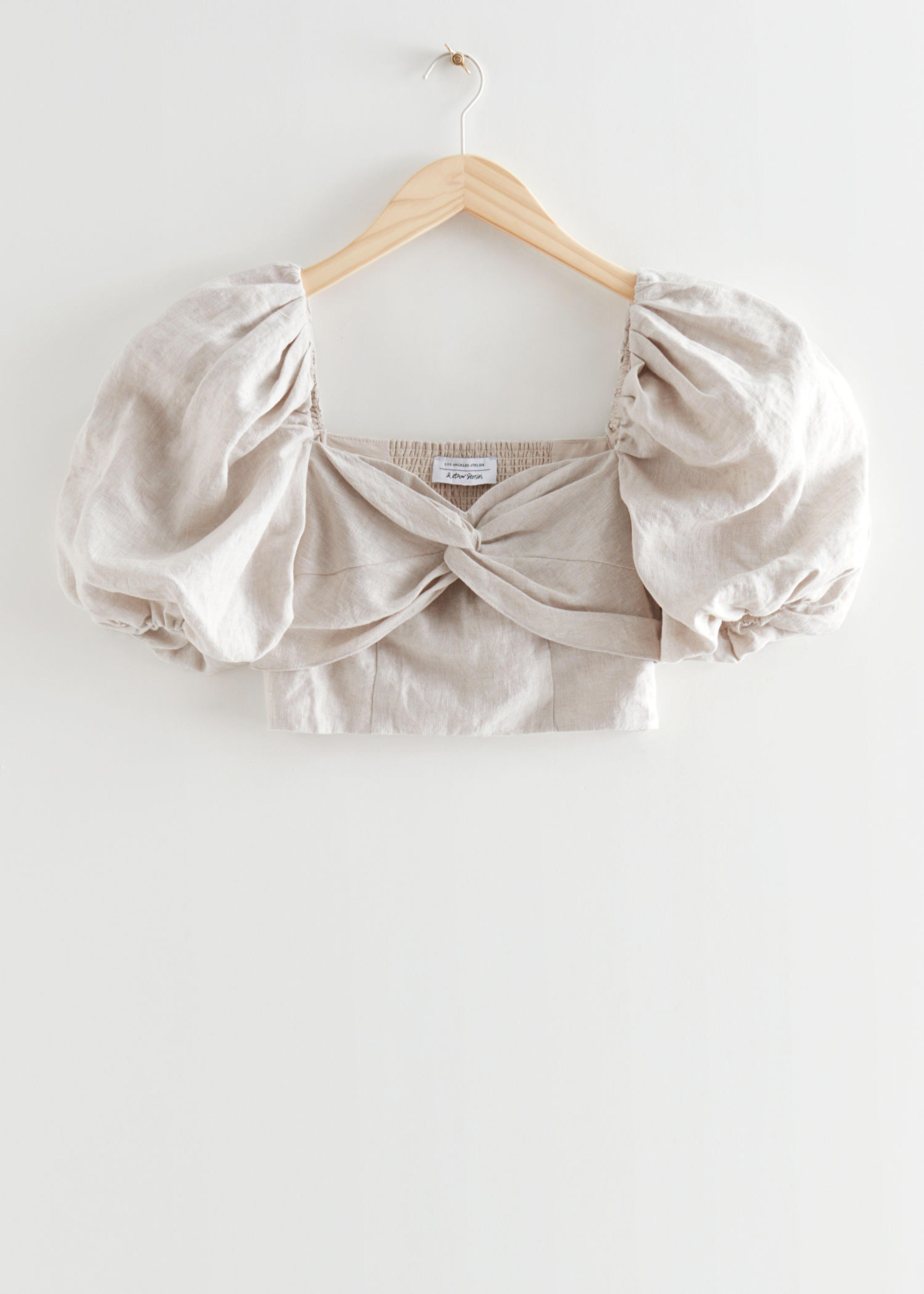 Puff Sleeve Crop Top - Beige - Tops & T-shirts - & Other Stories US