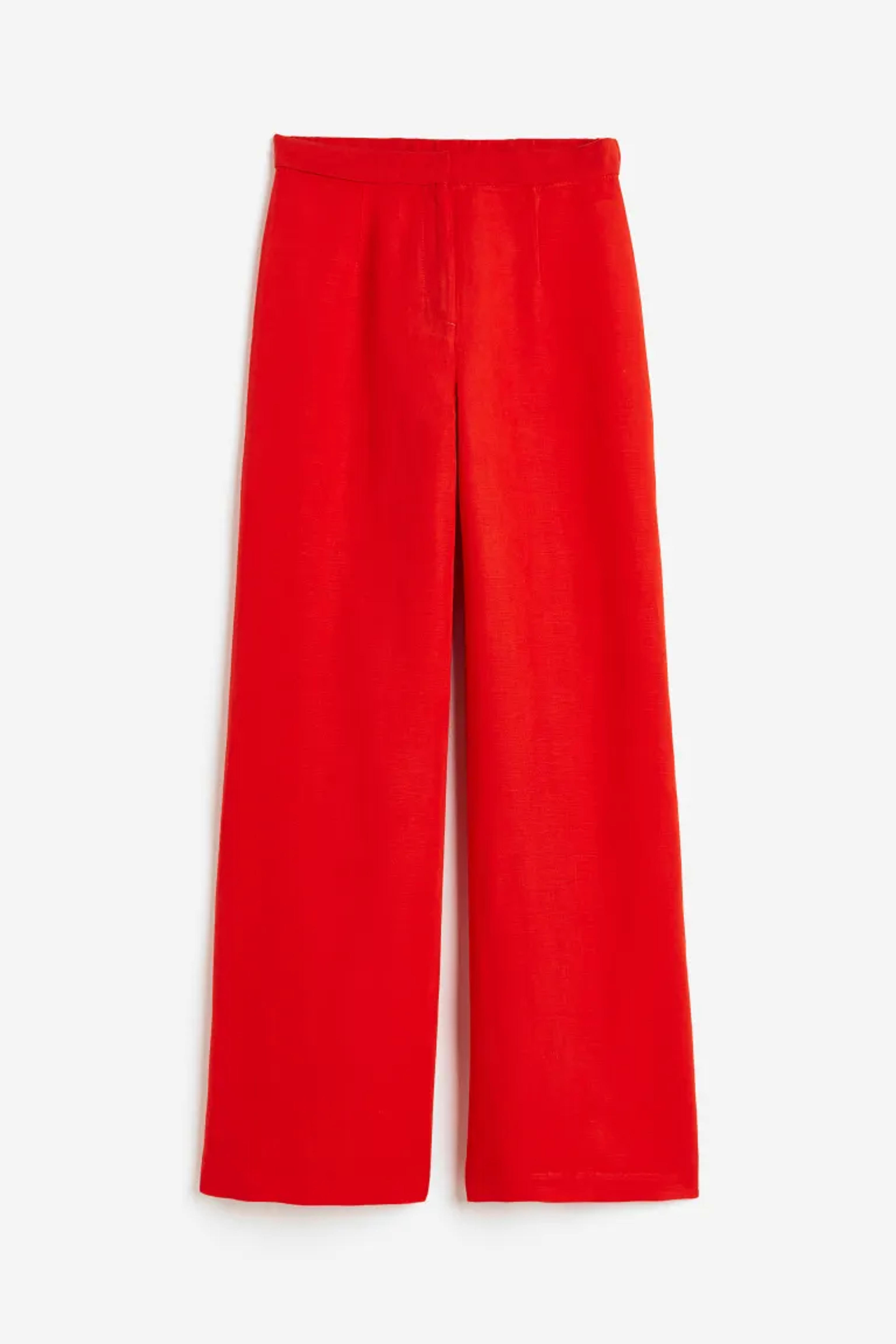 Wide-leg Linen-blend Pants - Bright red - Ladies | H&M US