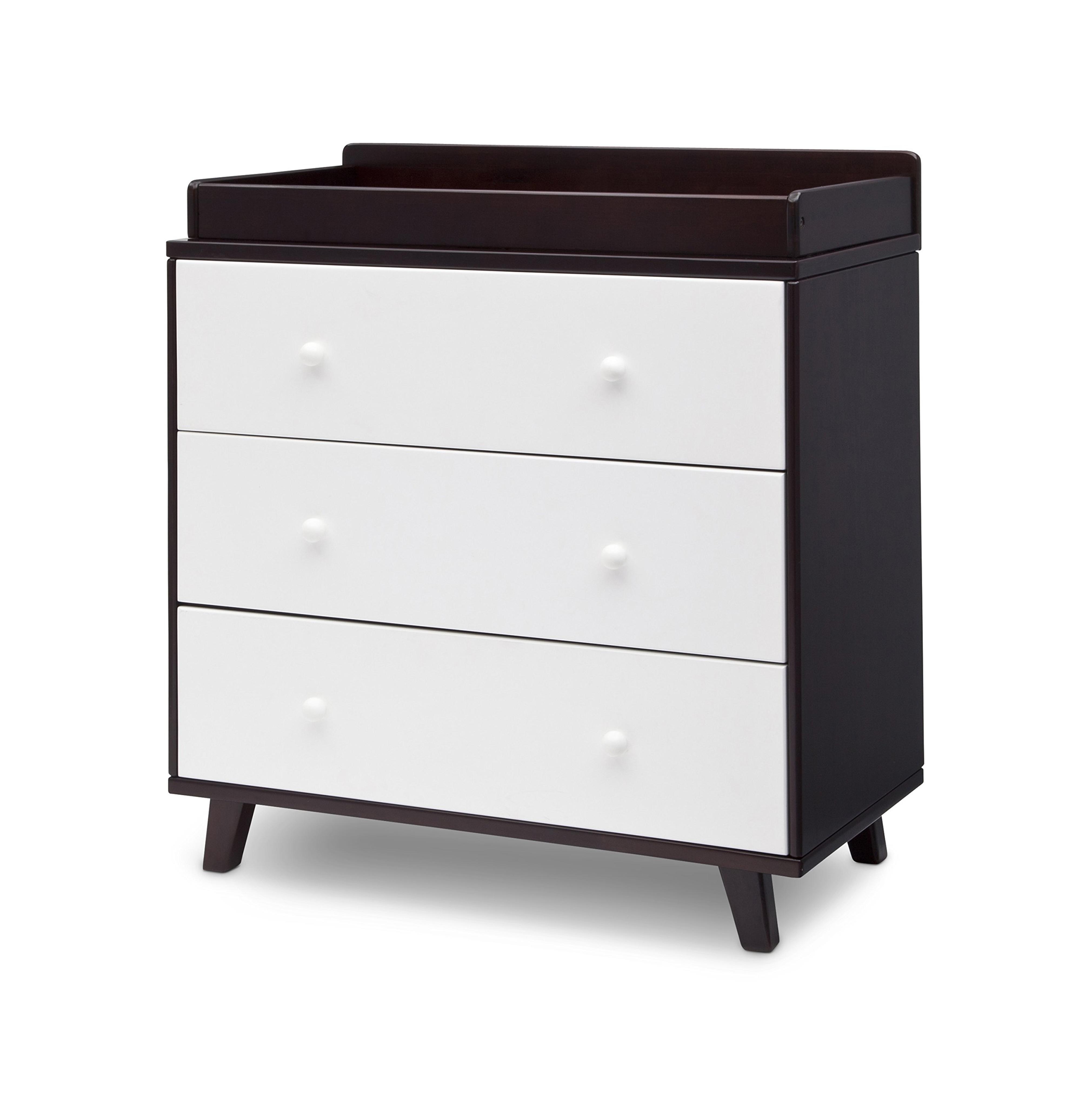 Delta Children Ava 3 Drawer Dresser Changing Top, Black Espresso/White