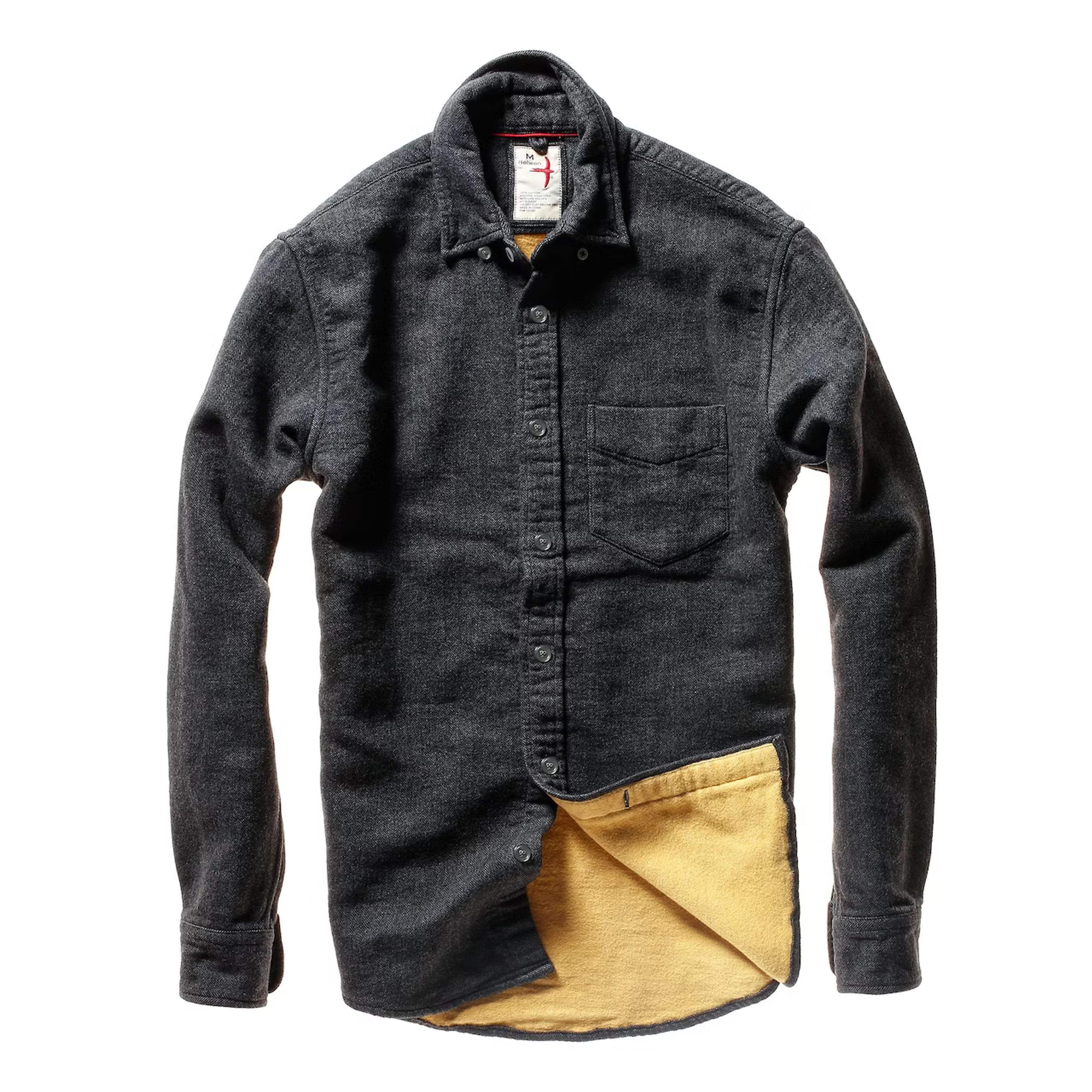 Relwen Chamois Lined Flannel Shirt - Charcoal Herringbone | Flannel Shirts | Huckberry