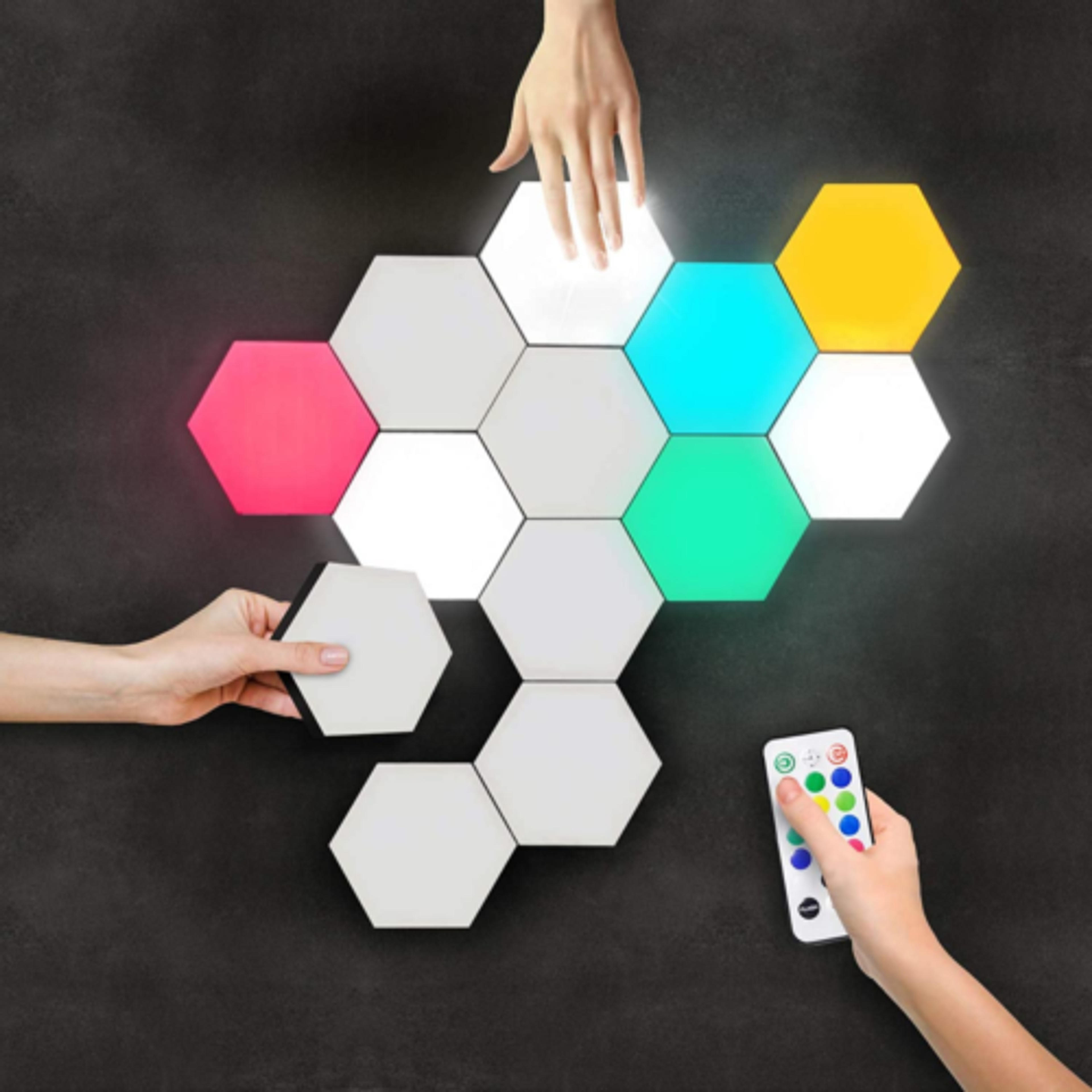 LUMINOSIA Hexagon Lights | Premium Set of LED Wall Rgb (Red, Green, Blue) - Night Lights