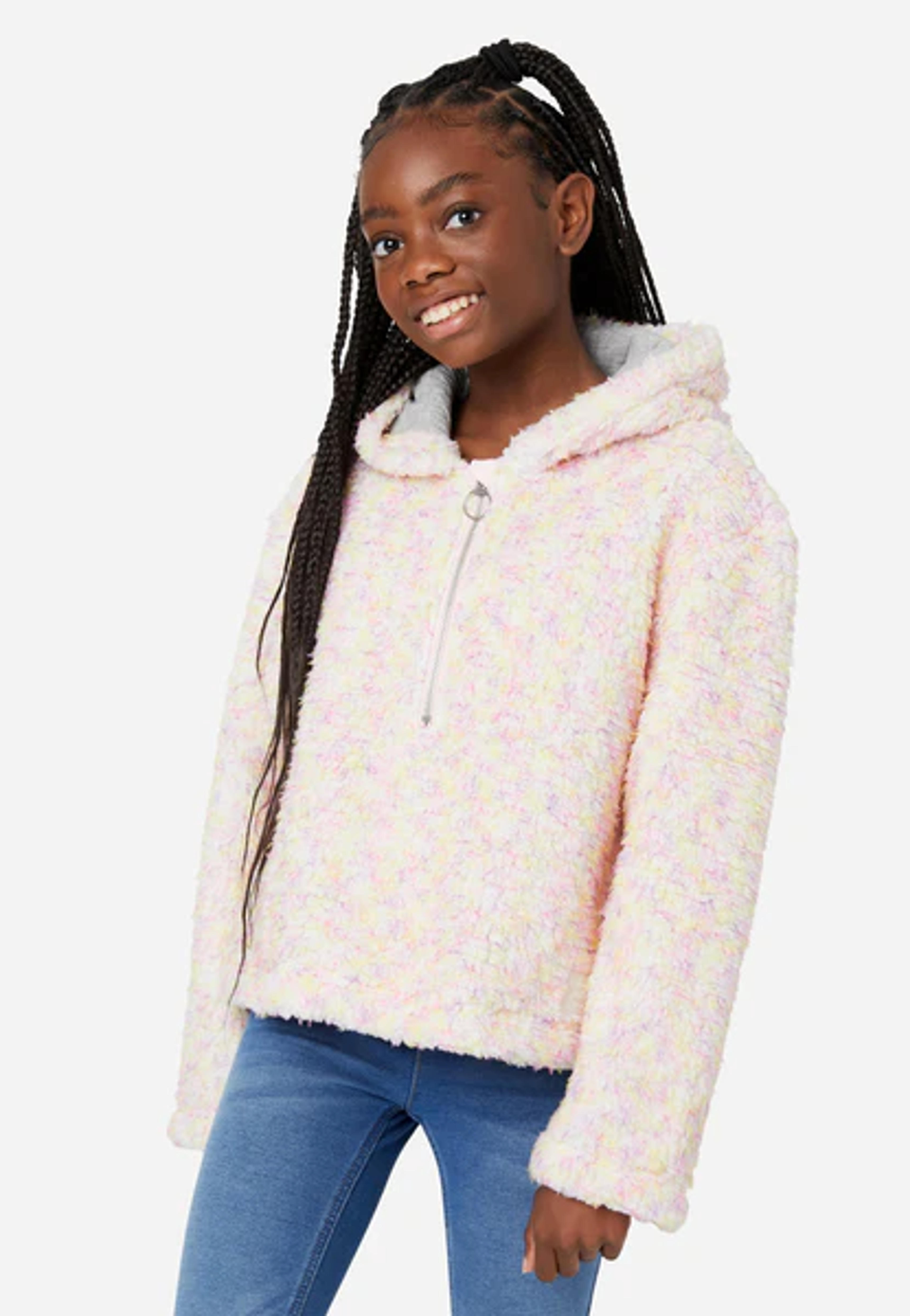 Marled Zip-Front Girls Sherpa Hoodie | Shop Justice