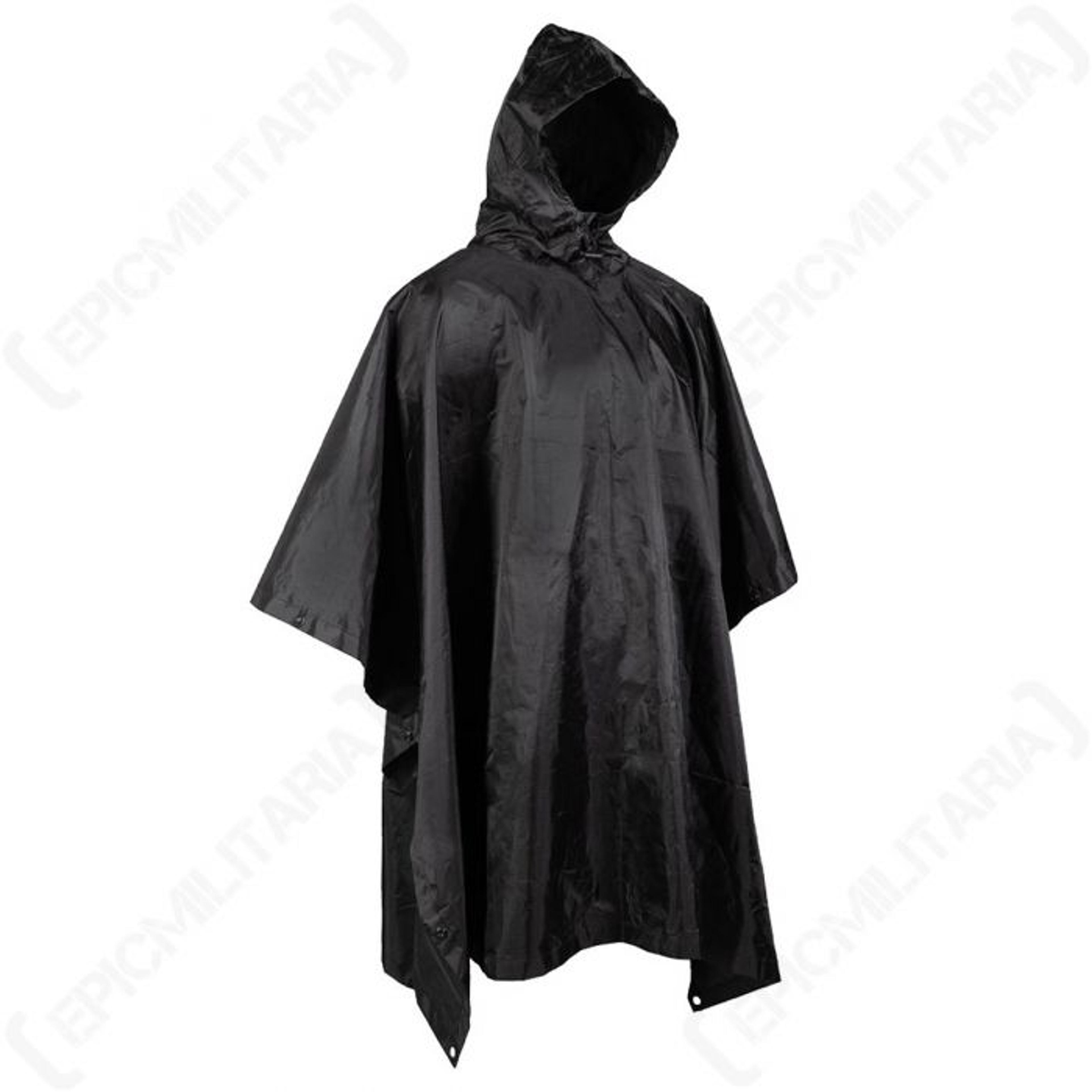 Black Ripstop Poncho - Epic Militaria