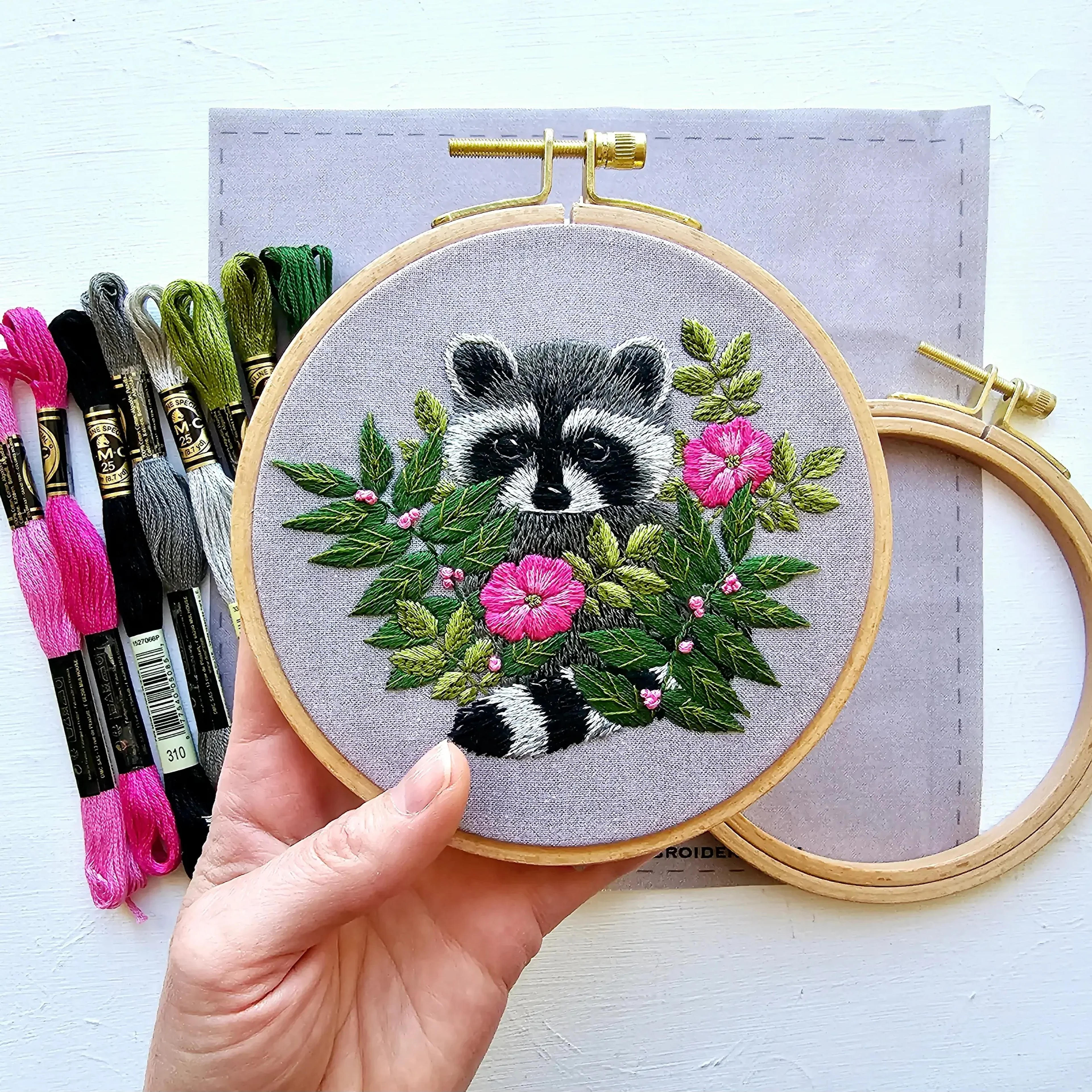 Raccoon Hand Embroidery Kit - Stitched Modern