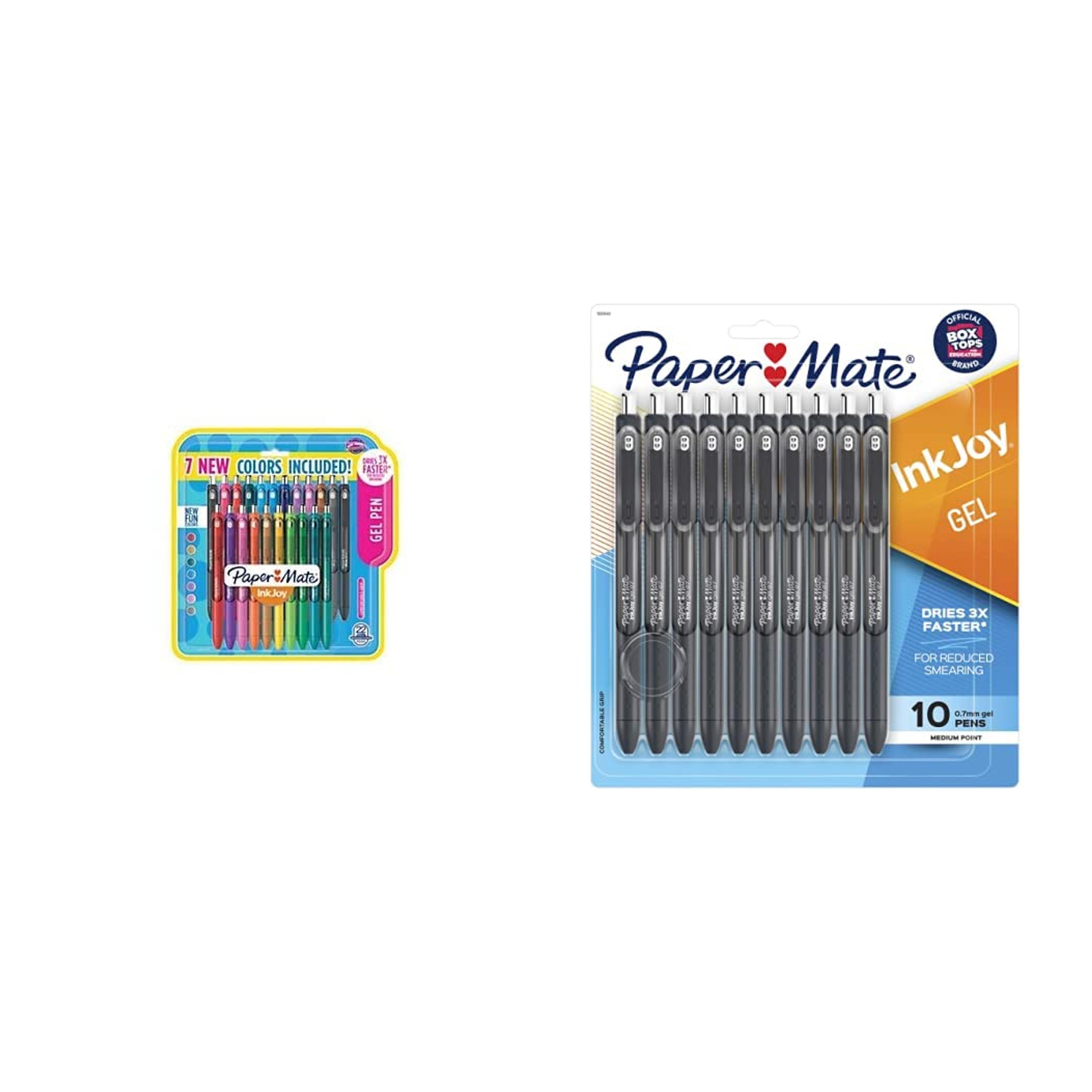 Paper Mate InkJoy Assorted Color Gel Pens & InkJoy Gel Pens, Medium Point, Black, 10 Count - 1951640