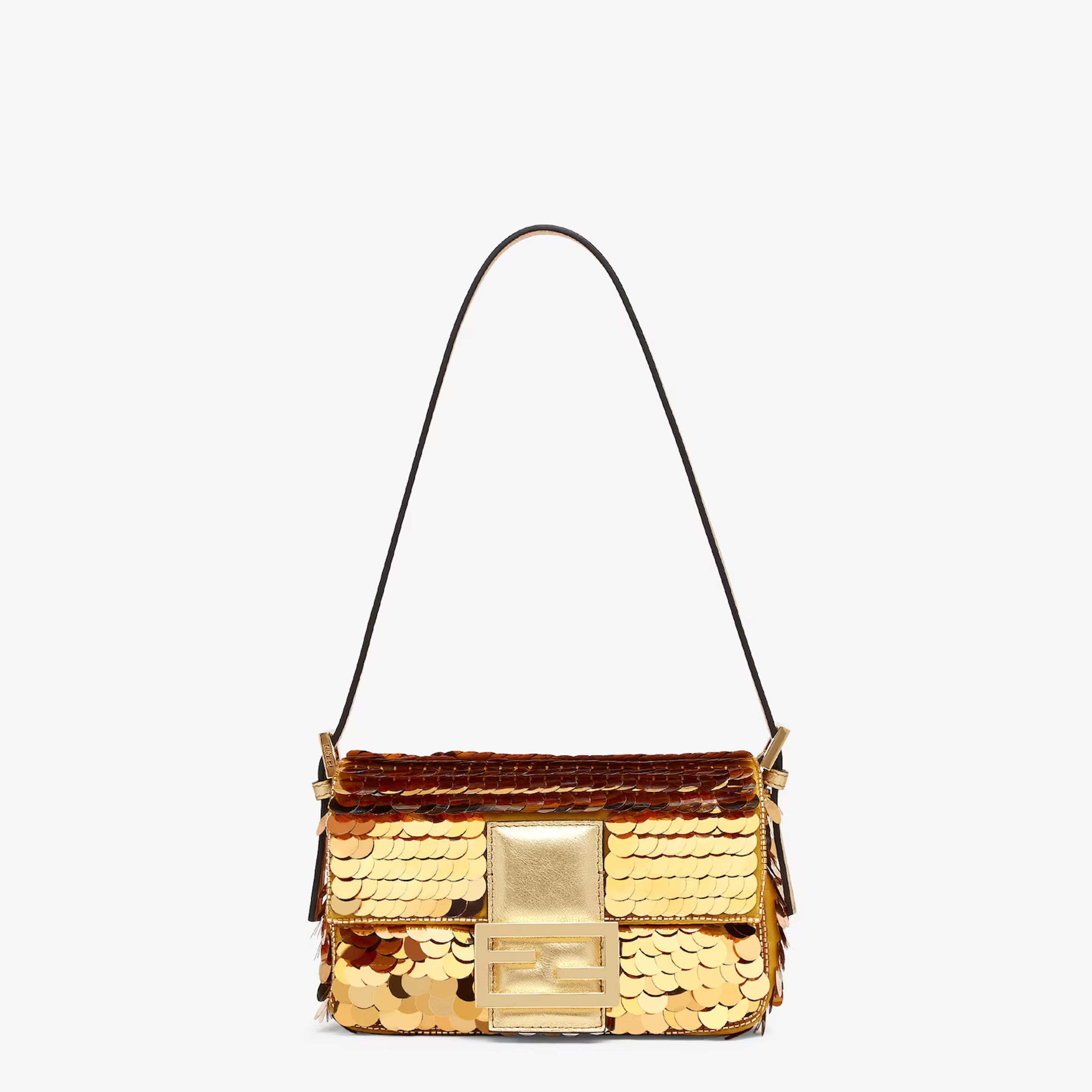 Mini Baguette 1997 - Gold-coloured leather and sequinned bag | Fendi