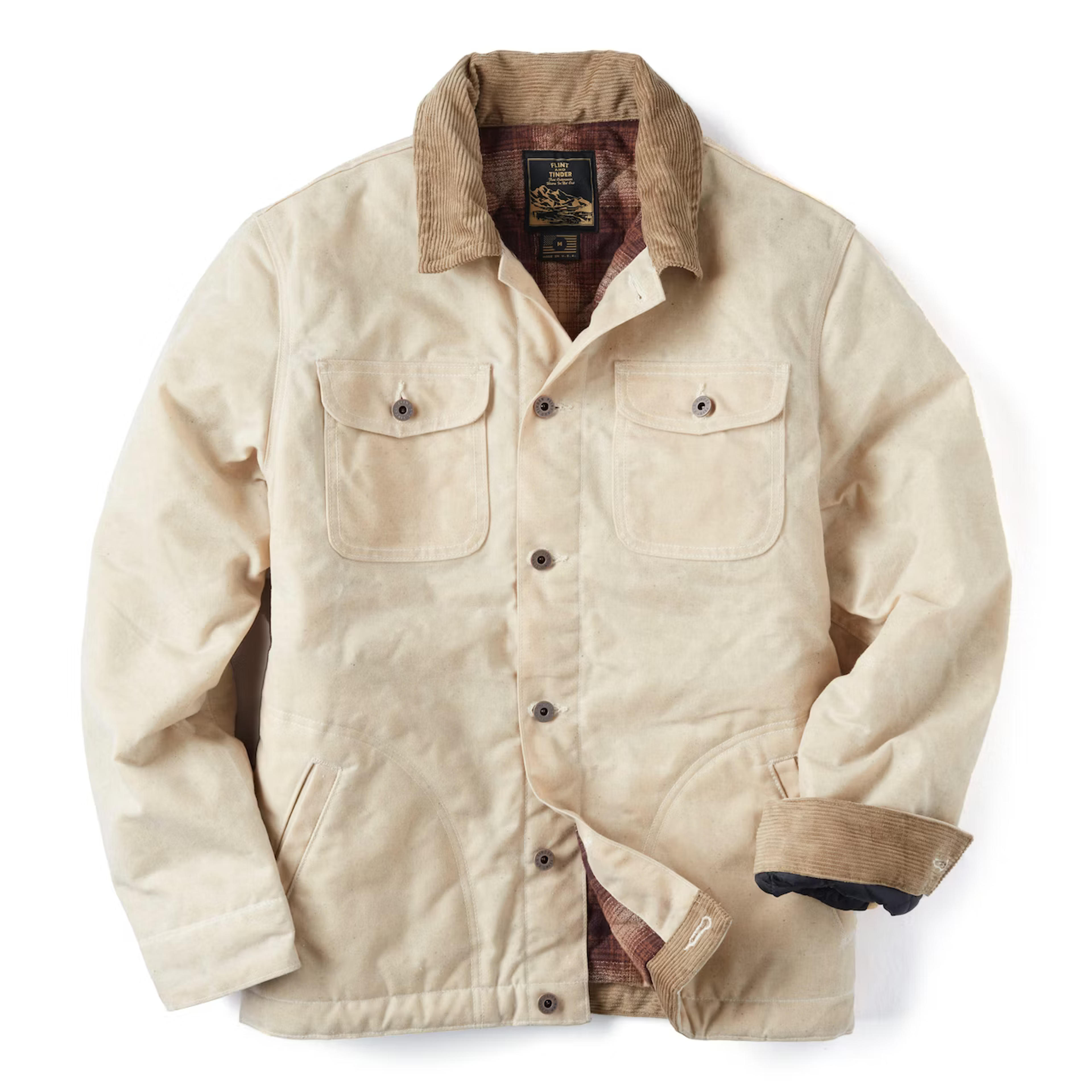 Flint and Tinder Men's Flannel-Lined Quilted Waxed Rancher in Natural Seeded ...