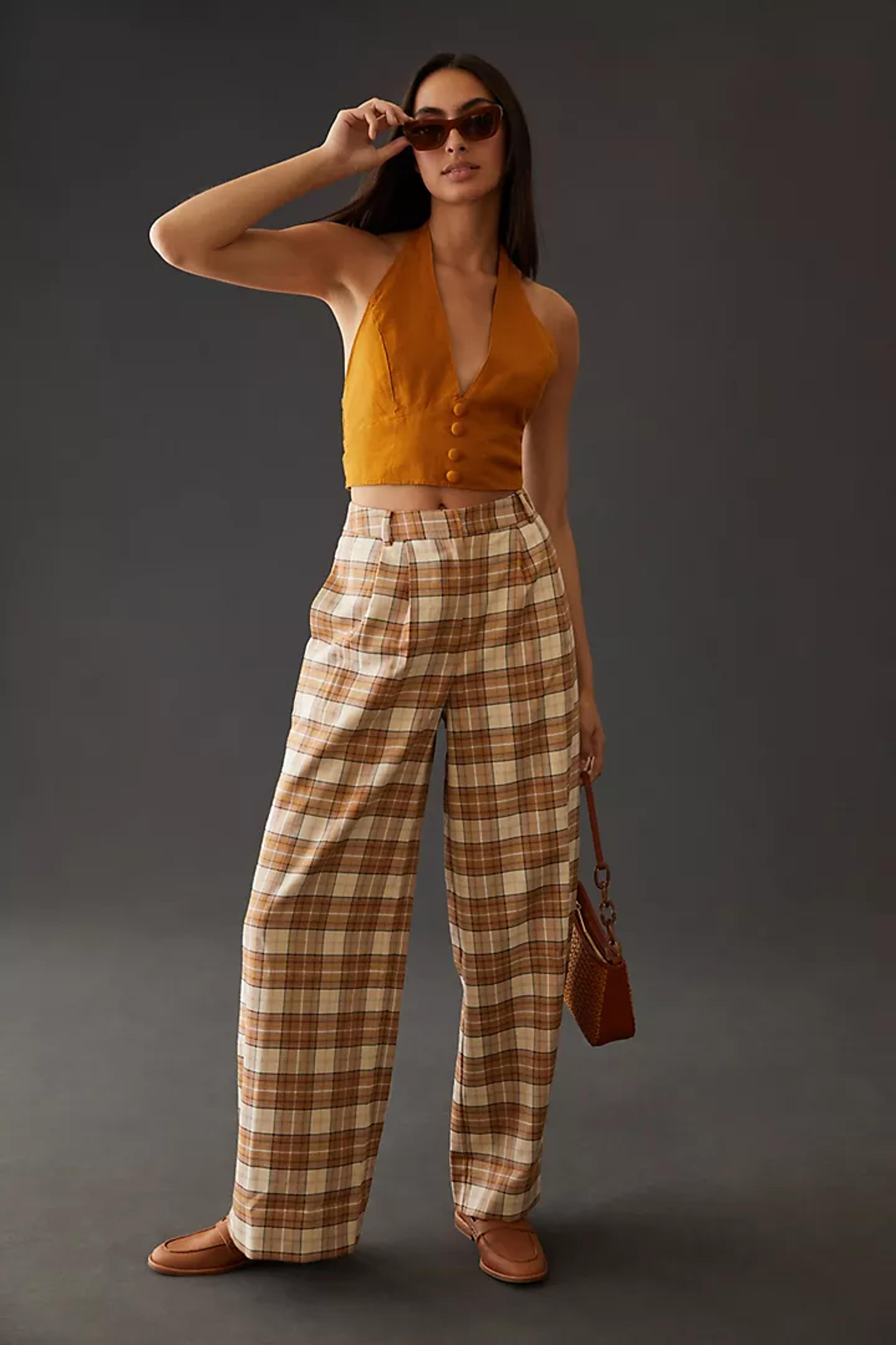 Hutch Plaid Wide-Leg Trousers | Anthropologie