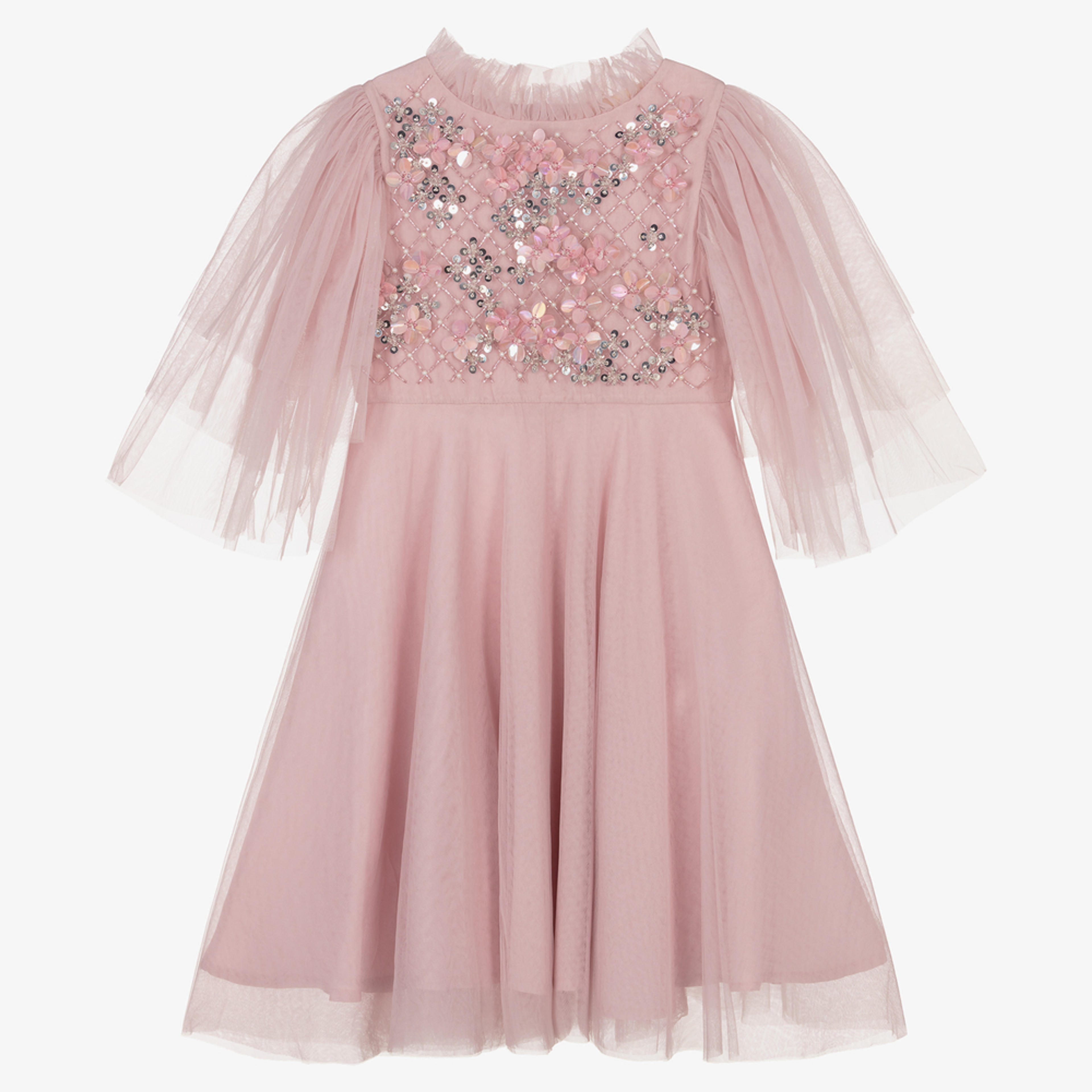 Tutu du Monde - Girls Pink Beaded Tulle Dress | Childrensalon