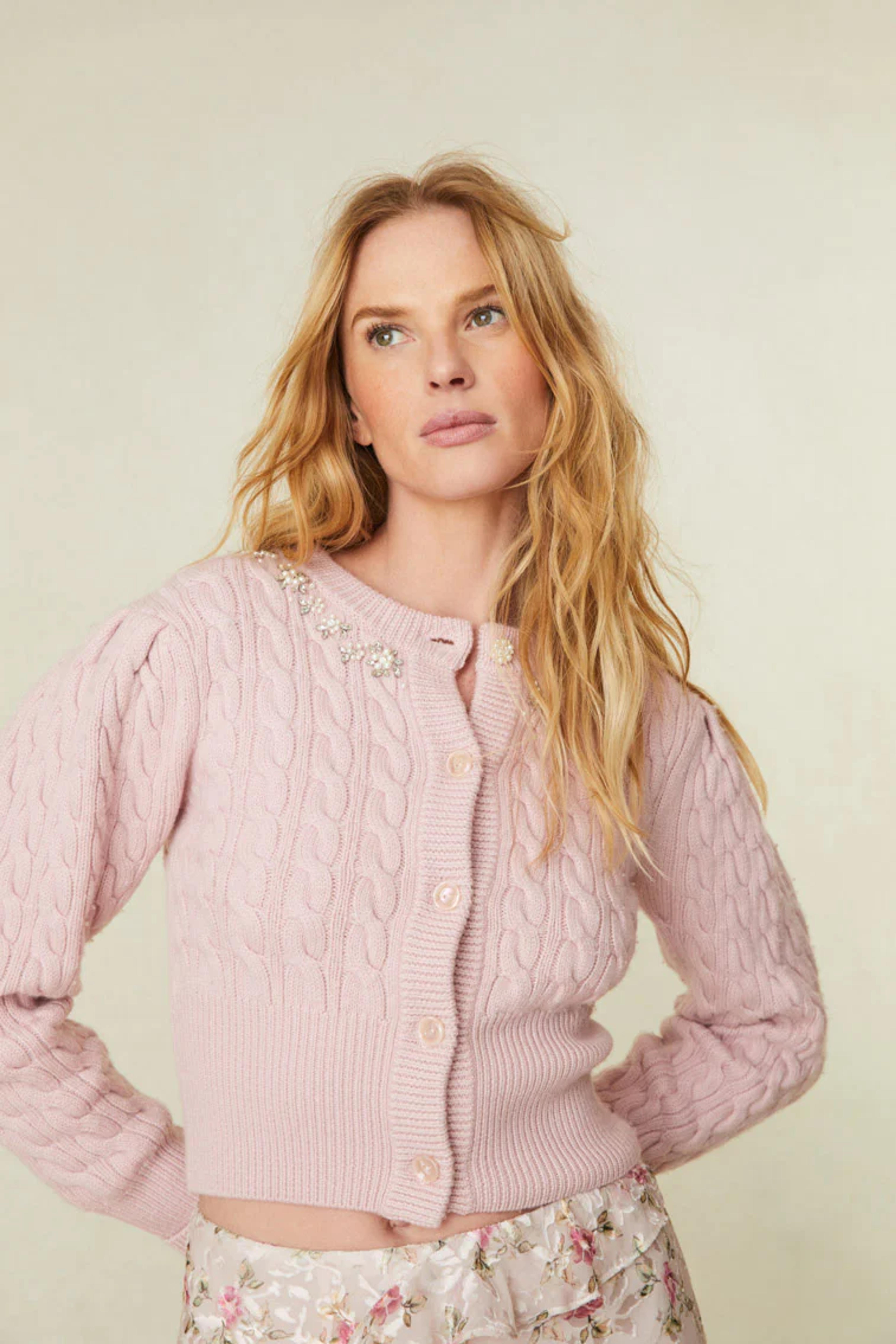 Rumi Pink Cardigan - Women's Sweaters & Knits | Shop LoveShackFancy.com