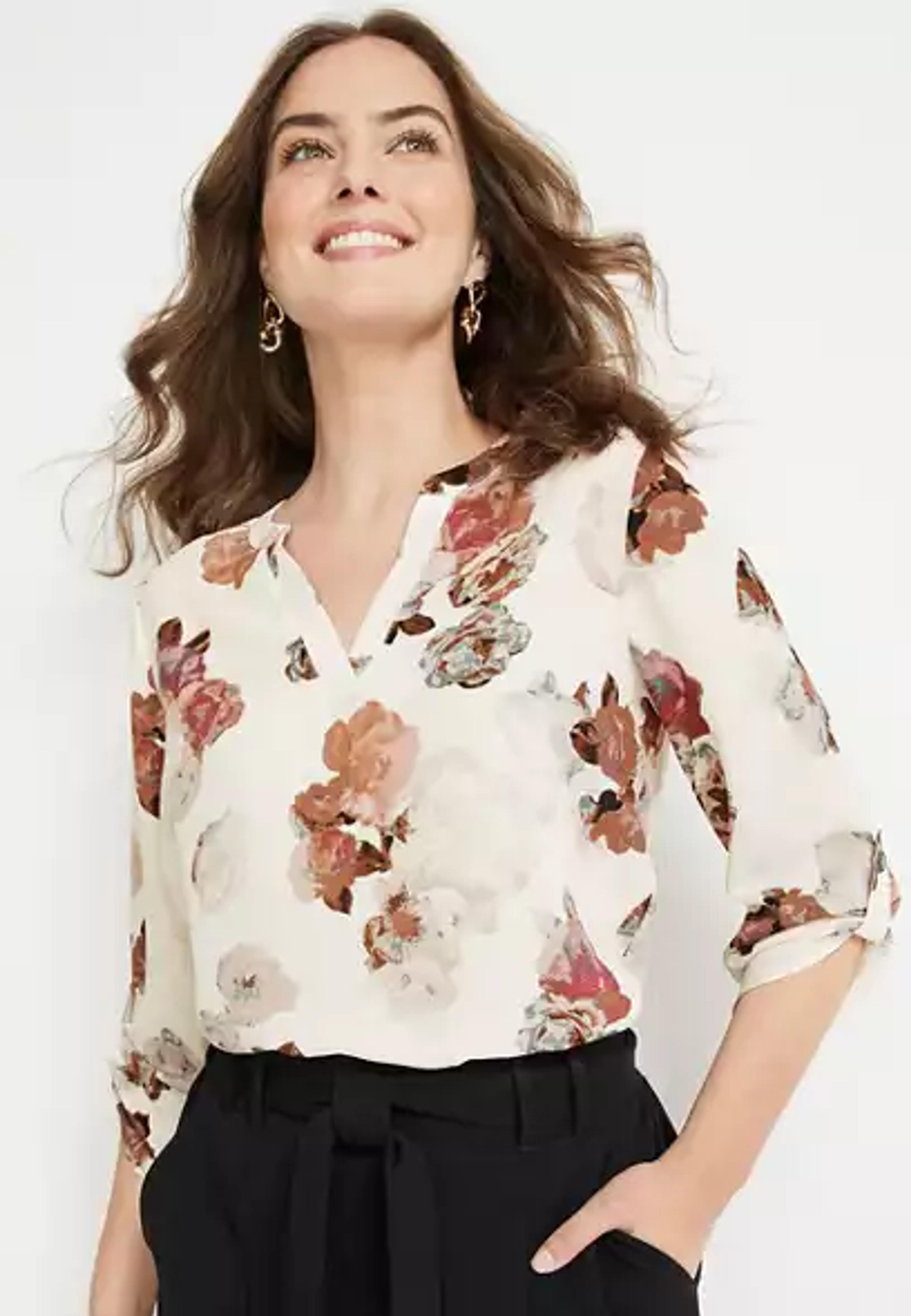 Atwood Floral 3/4 Sleeve Popover Blouse | maurices